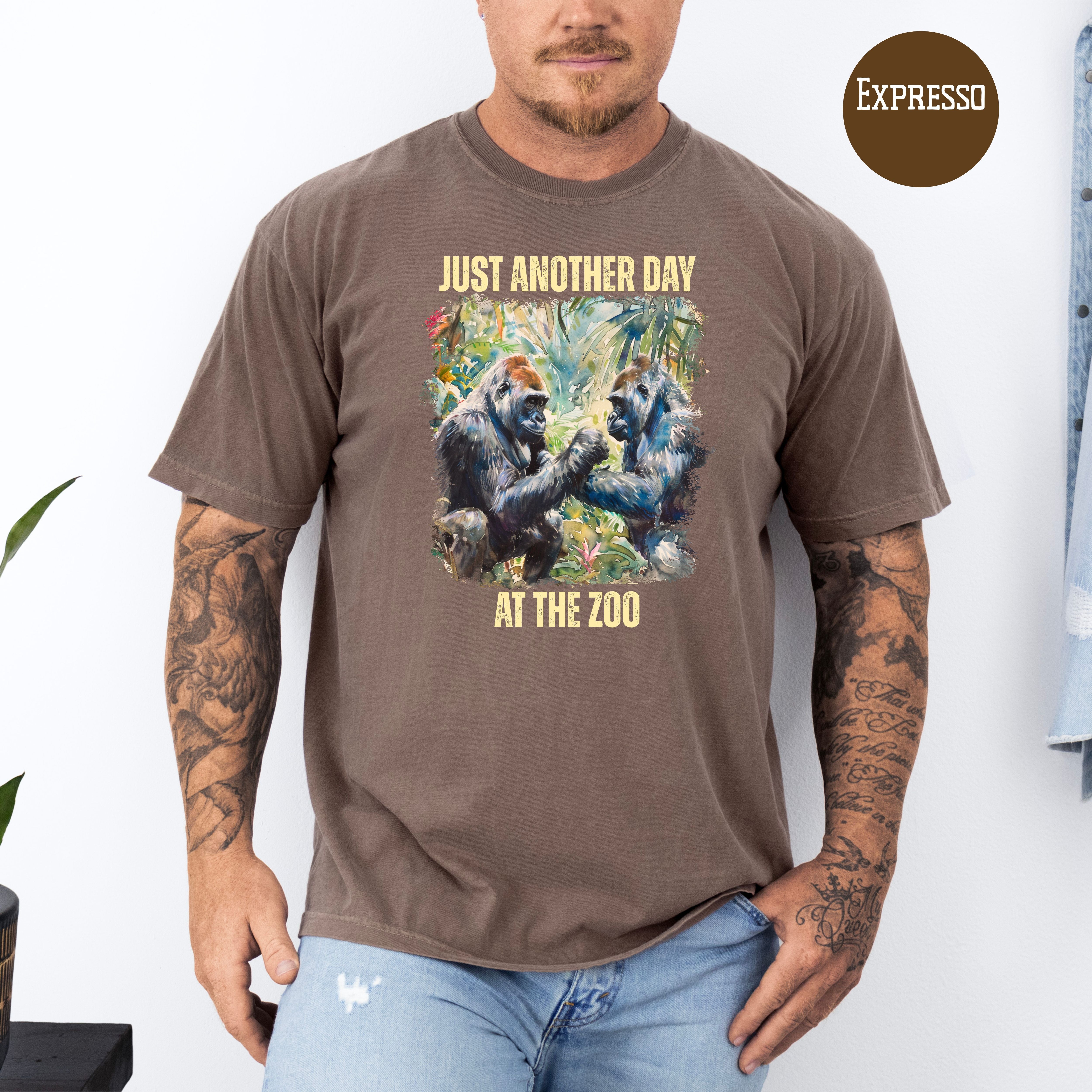 Just Another Day At The Zoo Unisex Comfort Colors T-Shirt, Funny Gorilla Shirt, Gorilla Lover Tee Shirt, Animal Lover Gift