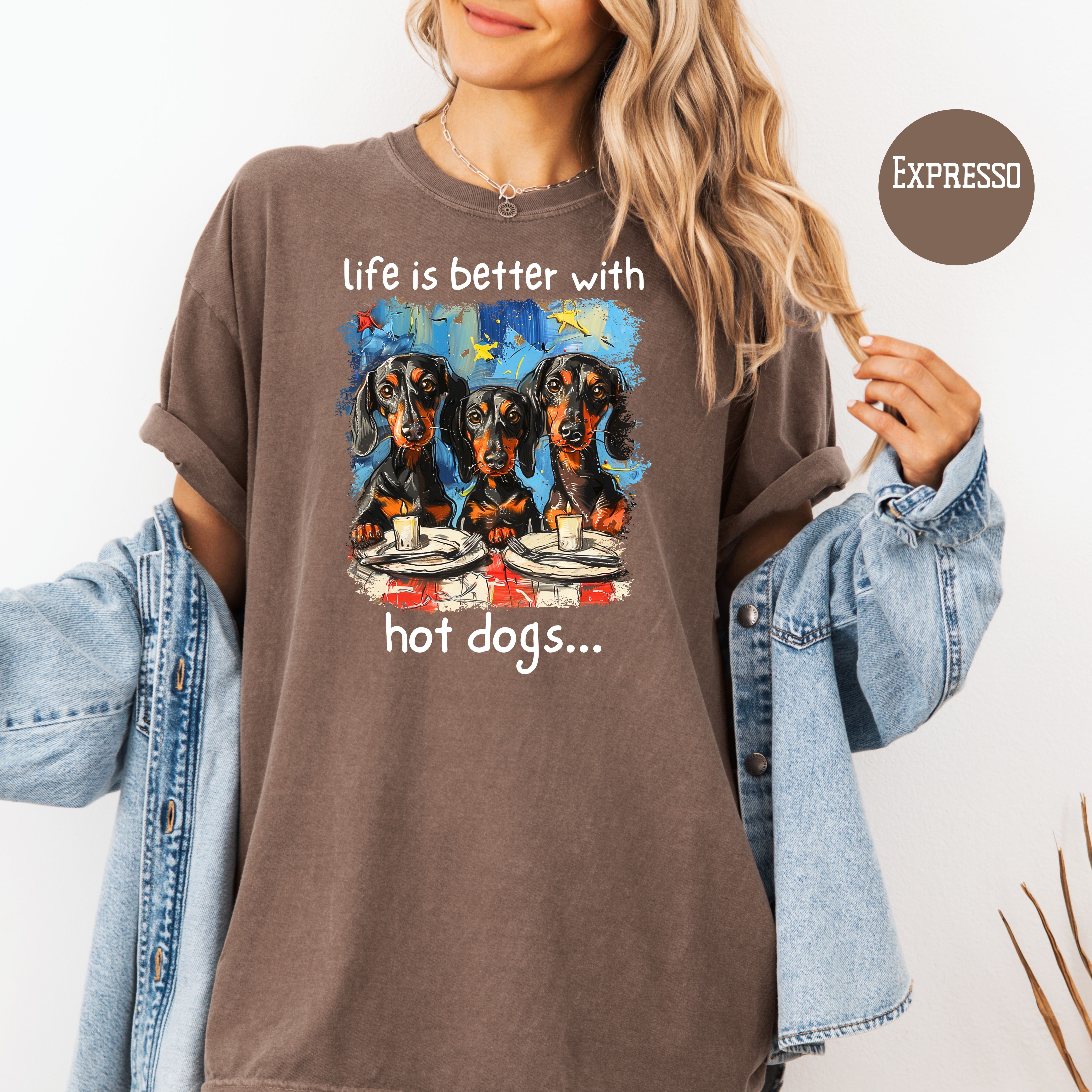 Wiener Dog Lover Comfort Colors T-Shirt, Better With Hot Dogs BBQ Shirt, Dachshund Mama Gift Tee, Dog Lover Gift, Sausage Dog Humor