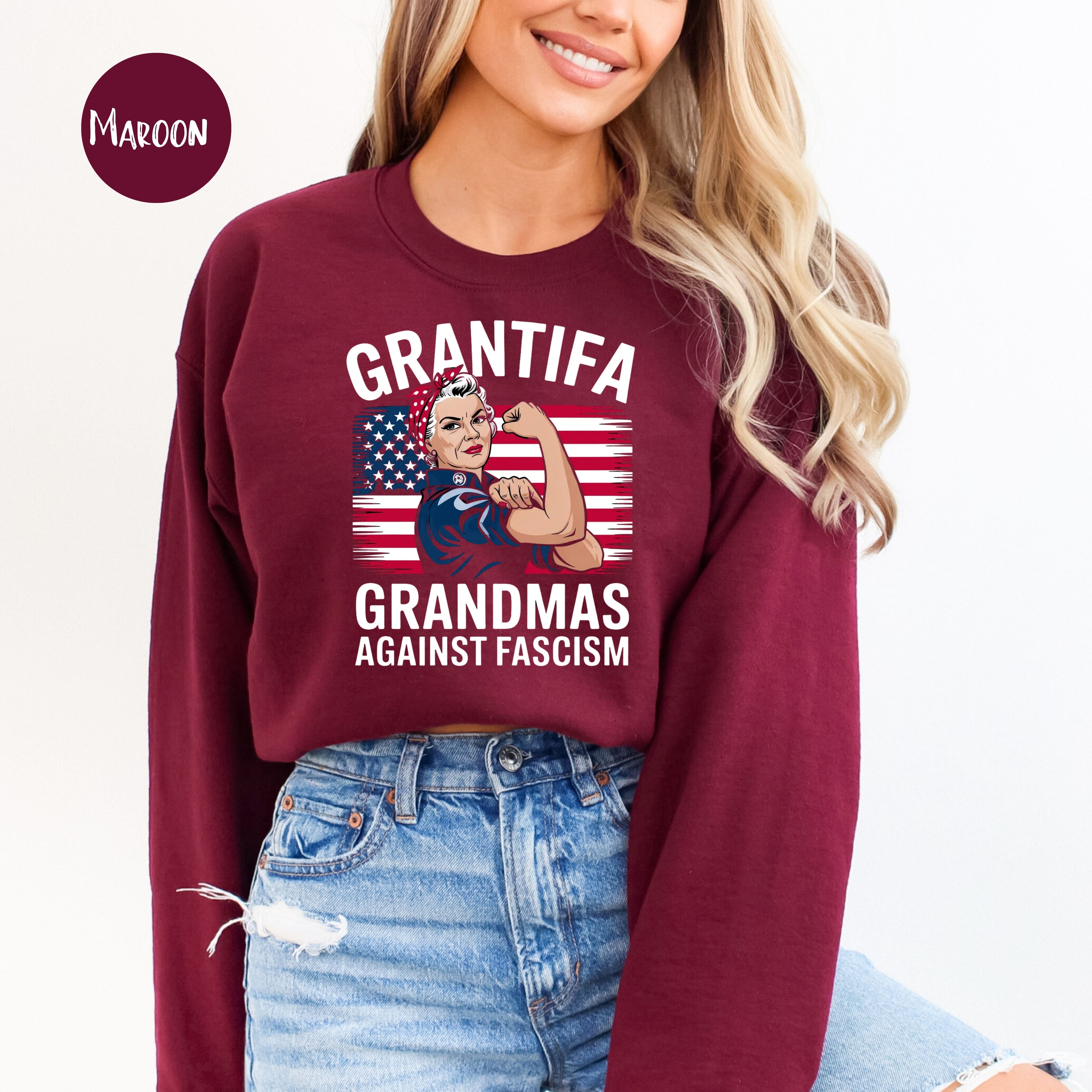 Grantifa Rosie the Riveter Grandmas Against Fascism Sweatshirt