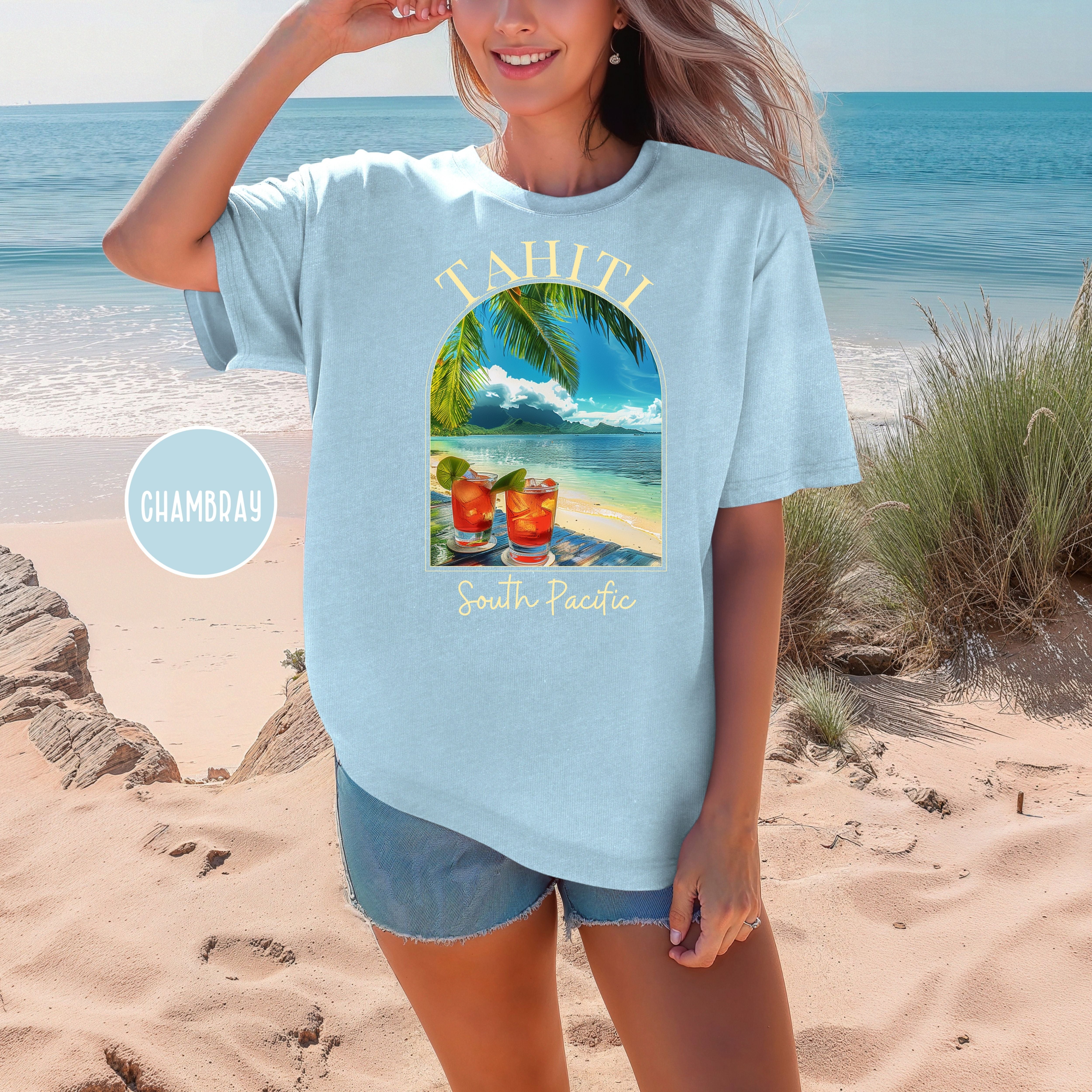 Tahiti South Pacific Drinks on the Beach Vacation Comfort Colors® Tee
