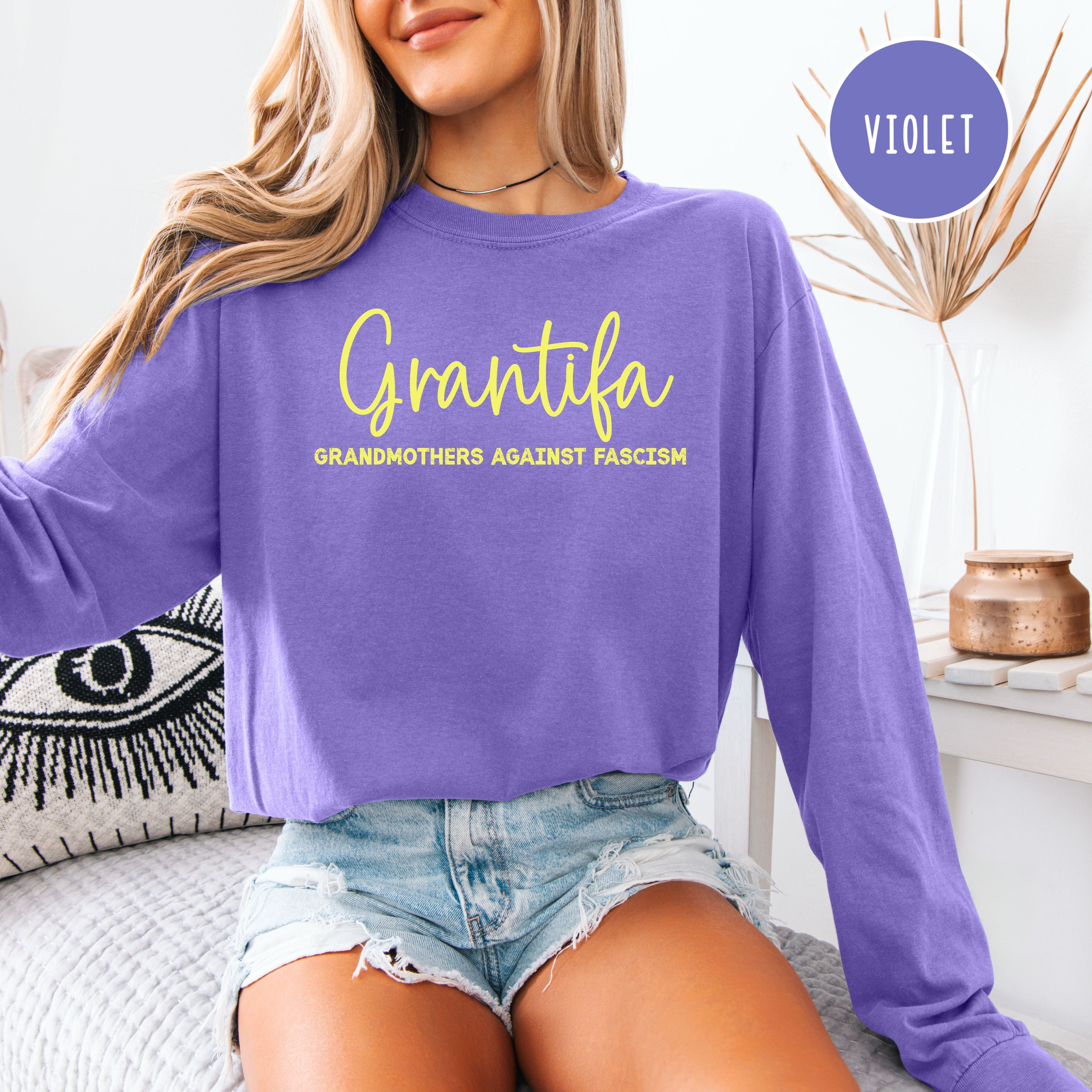 Grantifa Grandmothers Against Fascism Long Sleeve Comfort Colors Tee