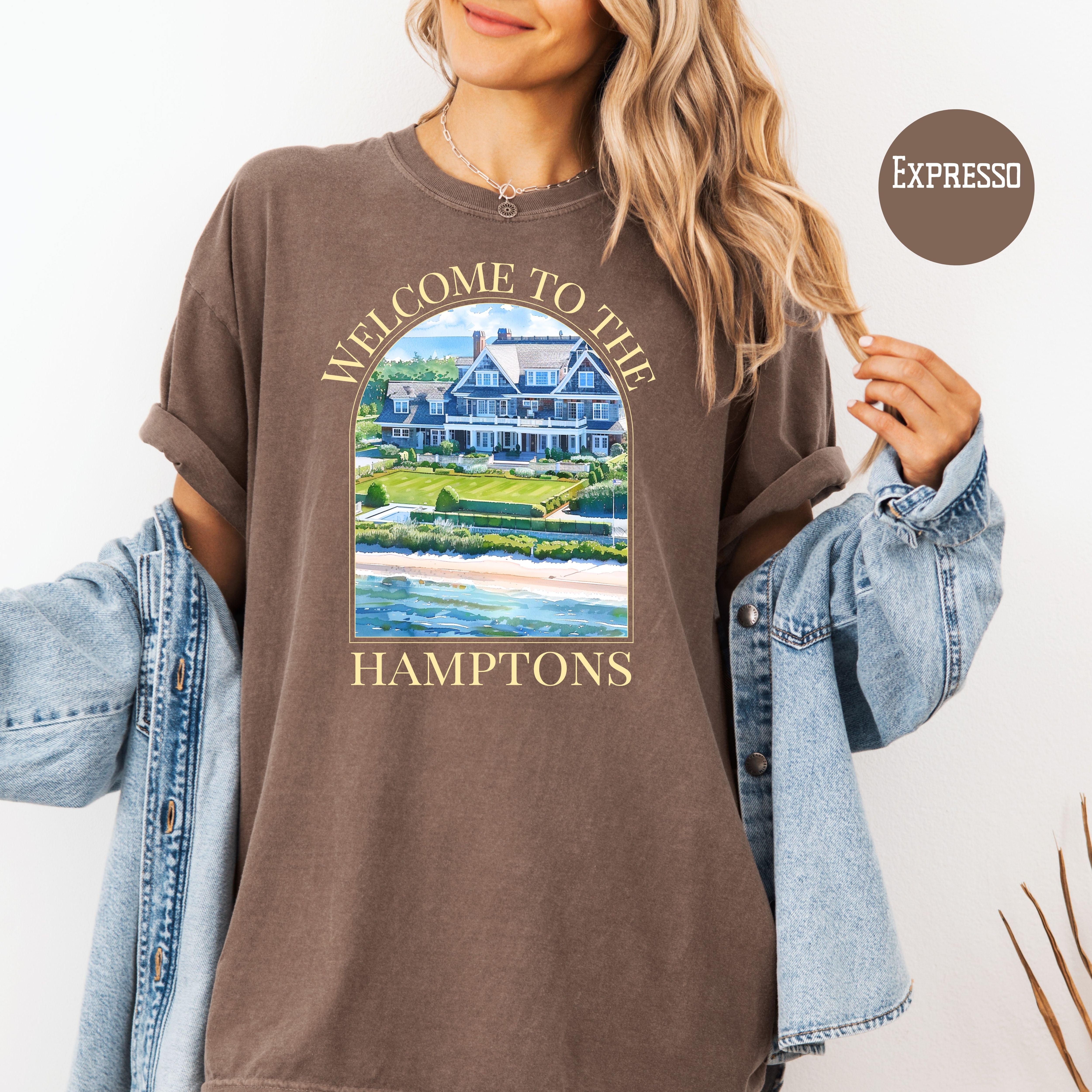 Hamptons Watercolor Coastal Home Comfort Colors Adult Unisex Gift Tee Shirt