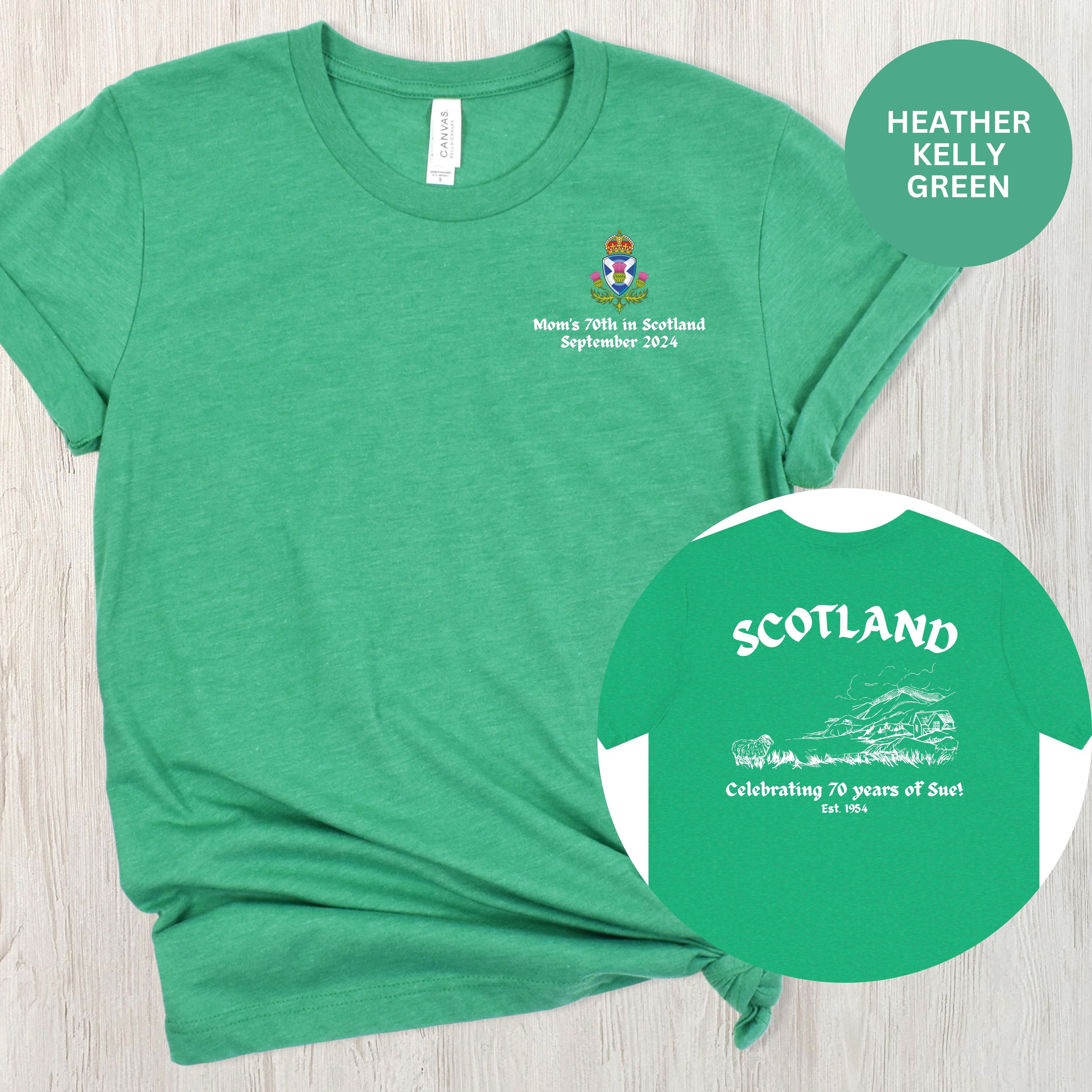 Scotland Custom Heather Kelly Green - Bella Canvas Tee Shirt