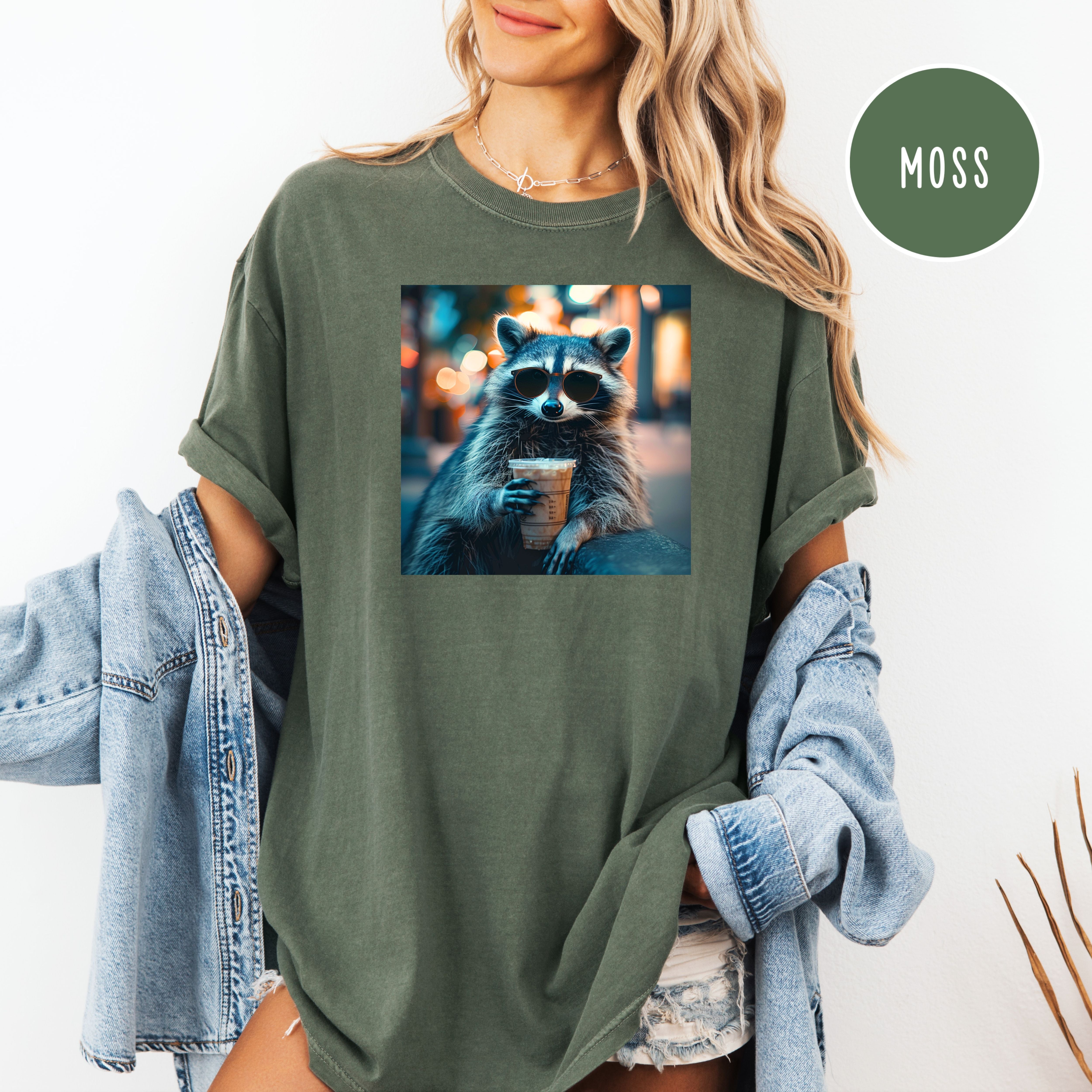 Raccoon Drinking Iced Coffee Comfort Colors Raccoon Lover T-Shirt, Cute Raccoon Shirt, Funny Raccoon Lover Shirt, Cool Dude Shirt
