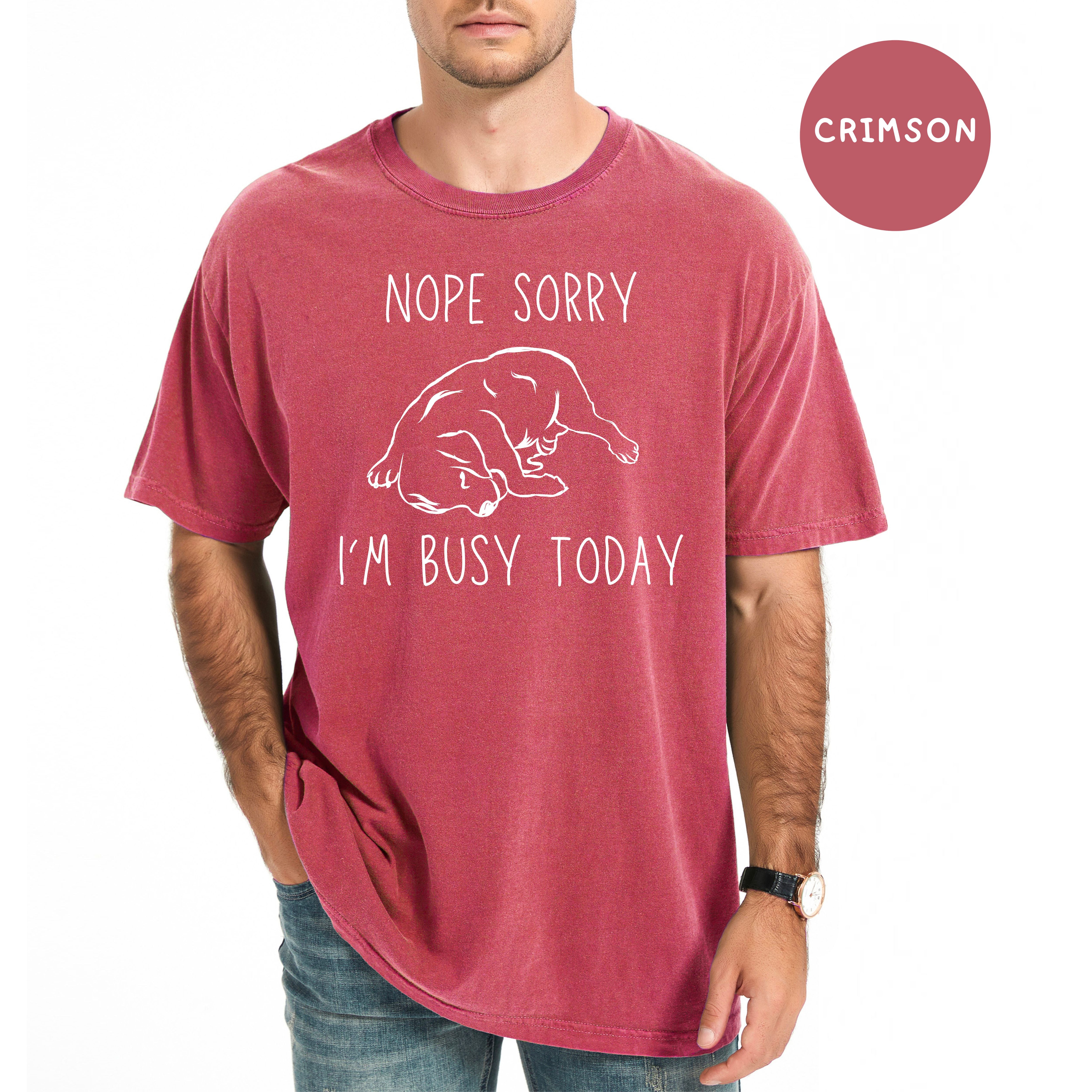 Nope Sorry Busy Today Sleeping Dog Unisex Comfort Colors T-Shirt, Dog Lover Gift Shirt, Funny Animal Lover Shirt