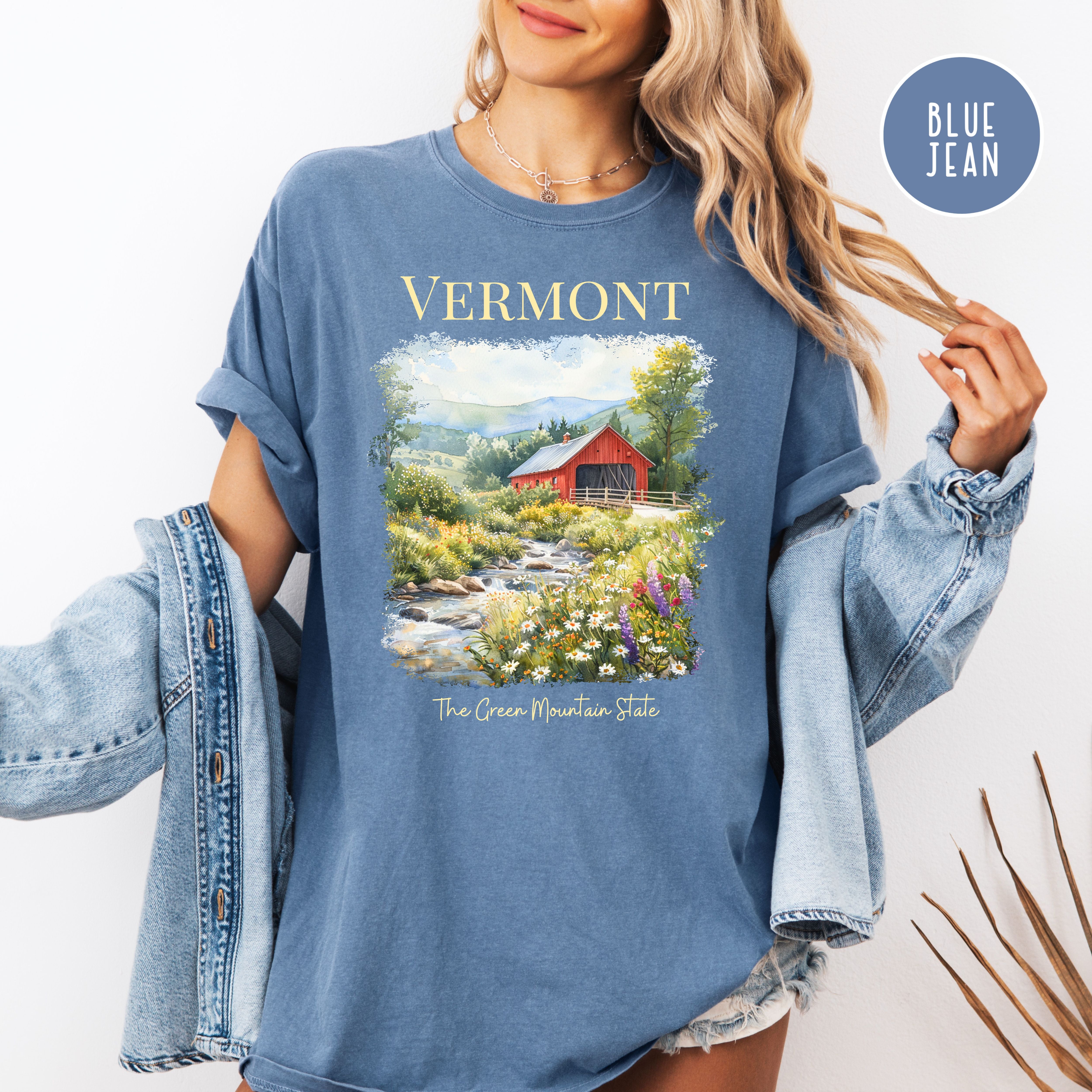 Vermont Covered Bridge Comfort Colors Travel T-Shirt, Vermont Gift Shirt, Vermont Vacation Tee, The Green State Shirt, Vermont Summer Shirt