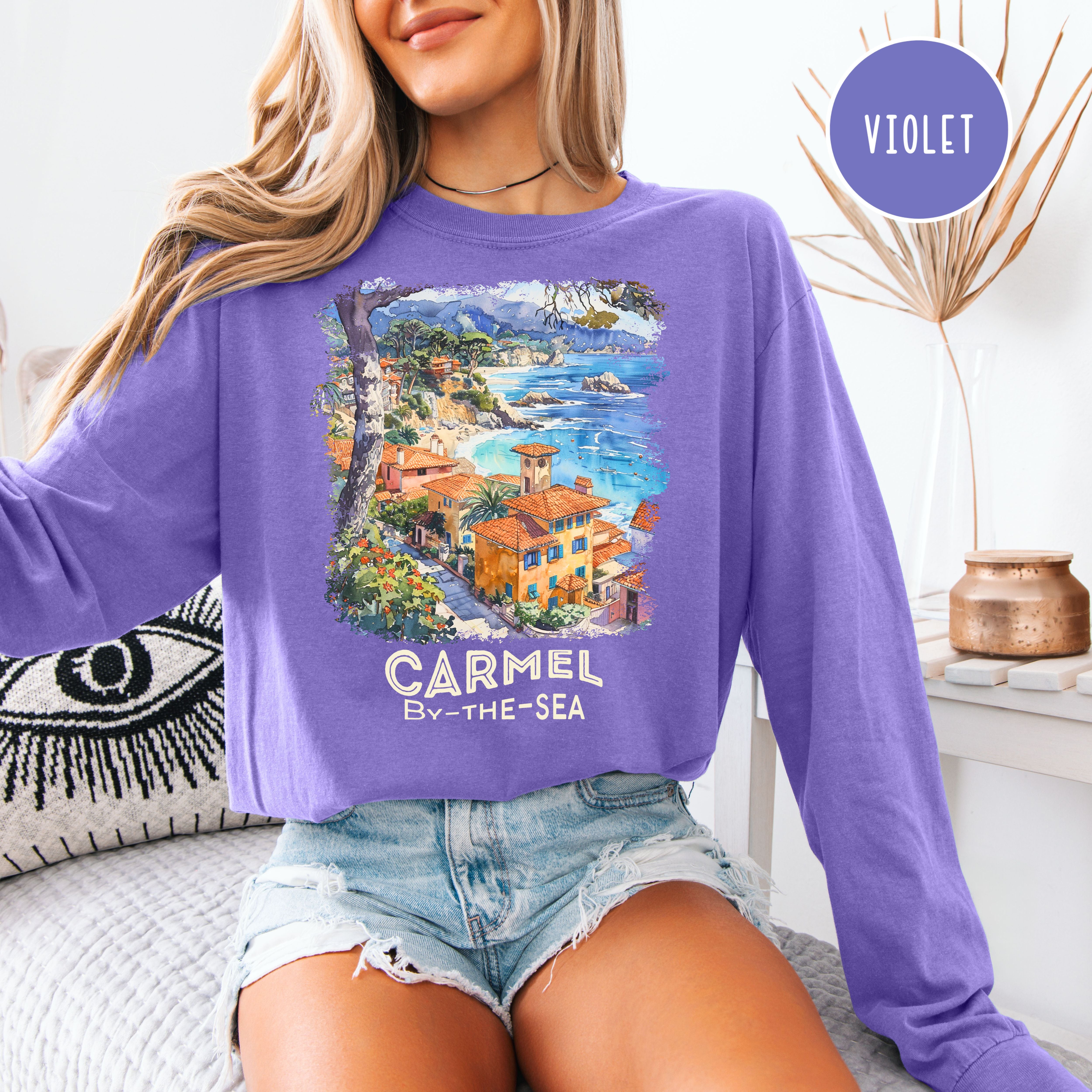 Carmel By The Sea Unisex Long Sleeve Comfort Colors T-Shirt, Monterey Carmel Vacation Shirt