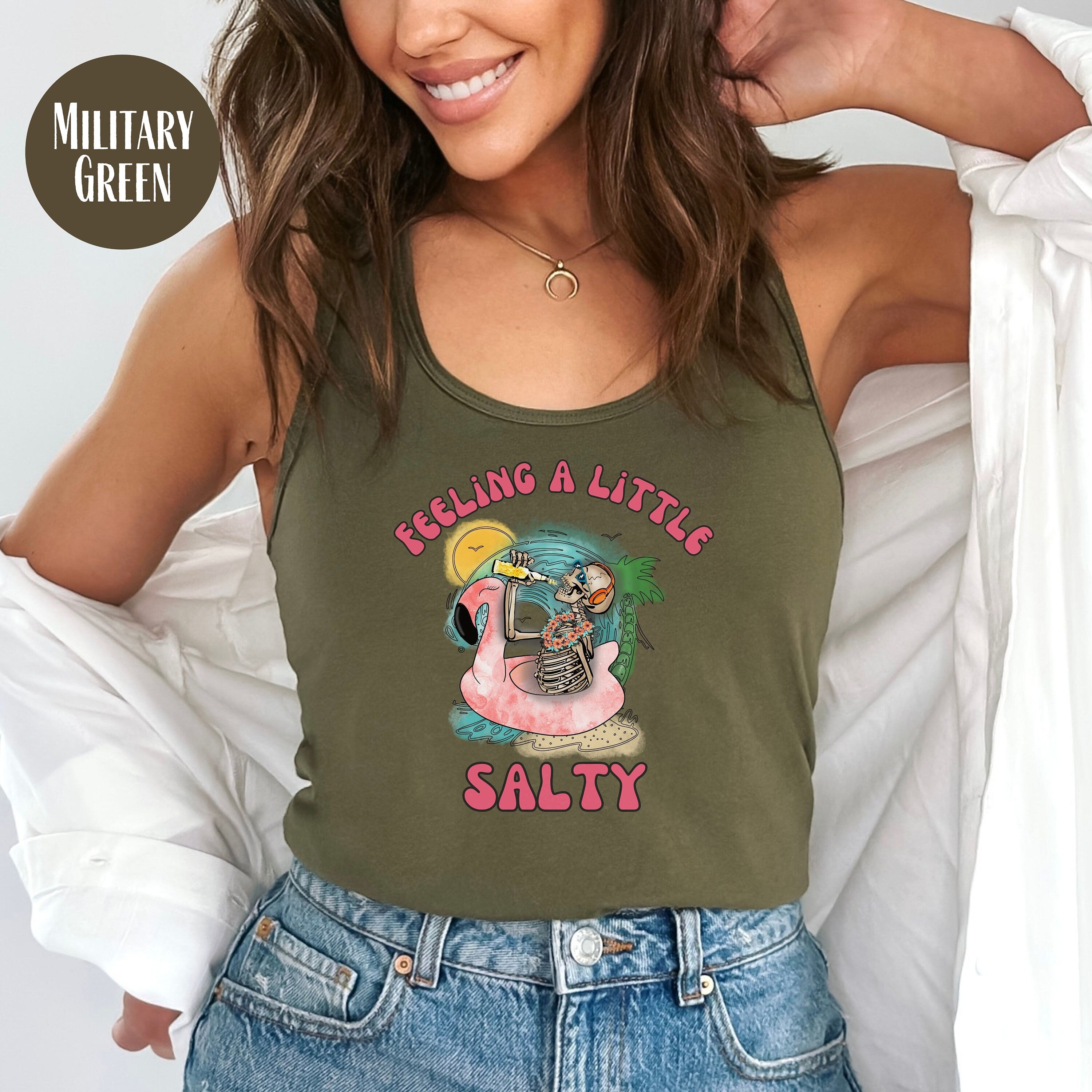Salty Beach Tank Top Next Level Brand Racerback