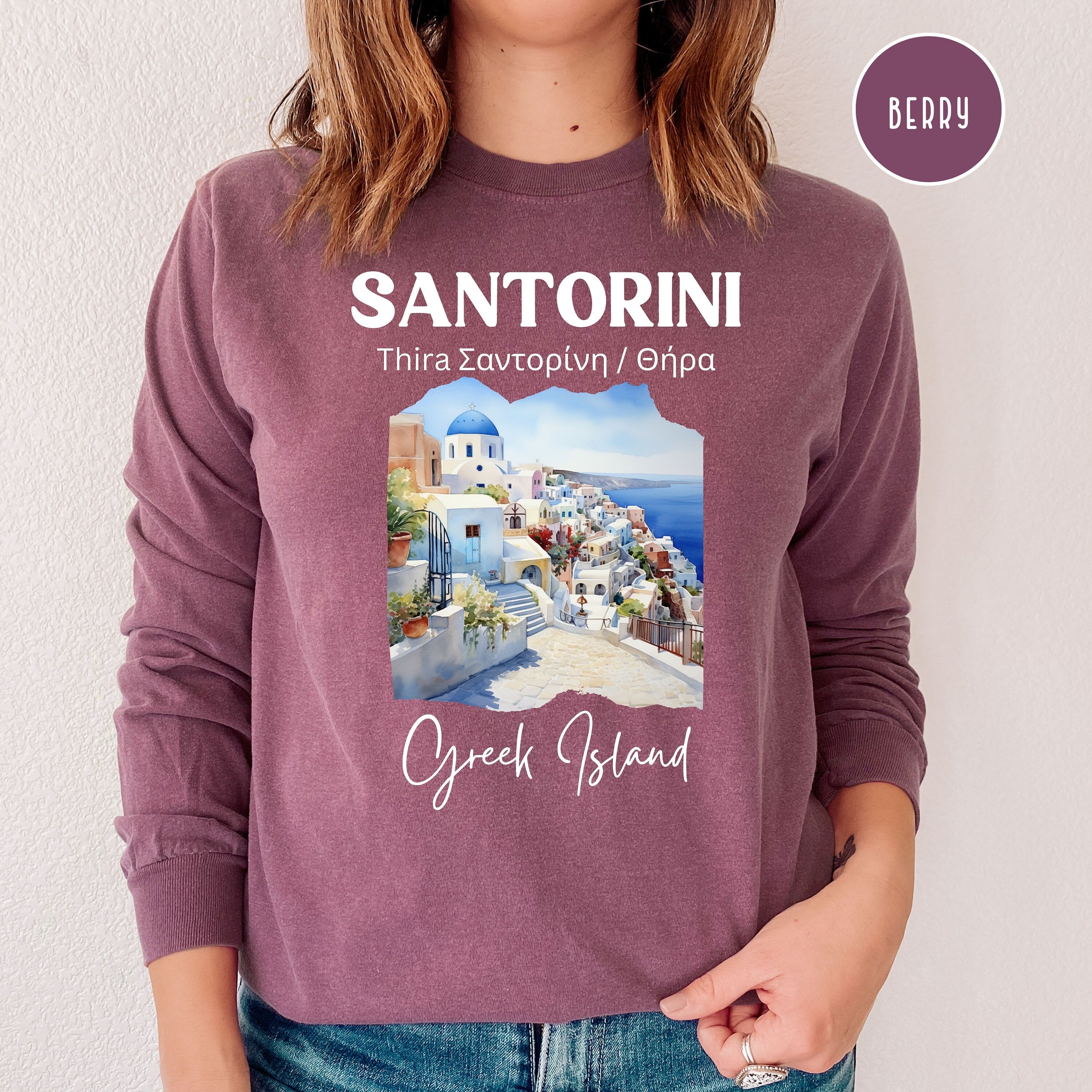 Santorini Greece Comfort Colors® Long Sleeve Tee