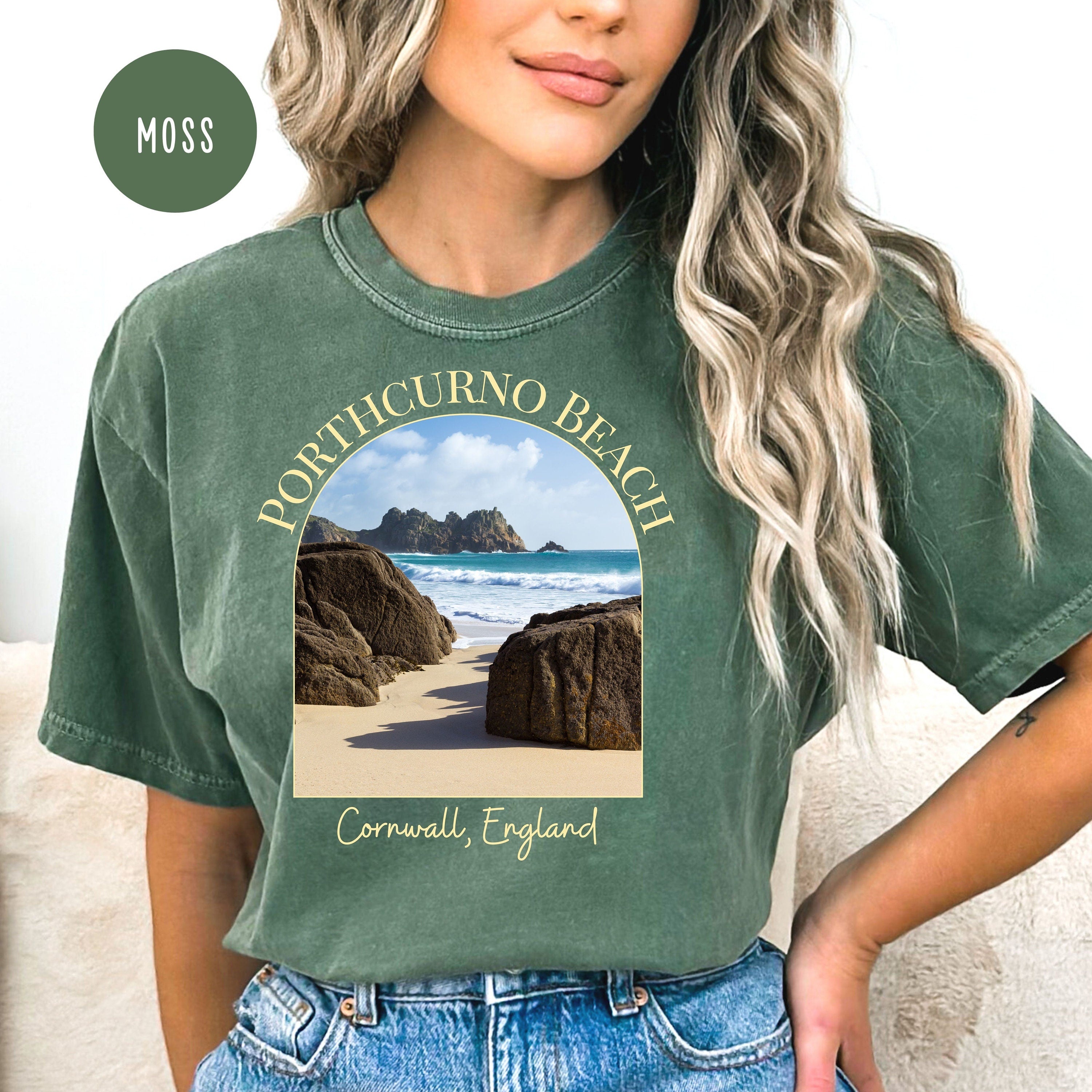 Porthcurno Beach, Cornwall England Comfort Colors Tee