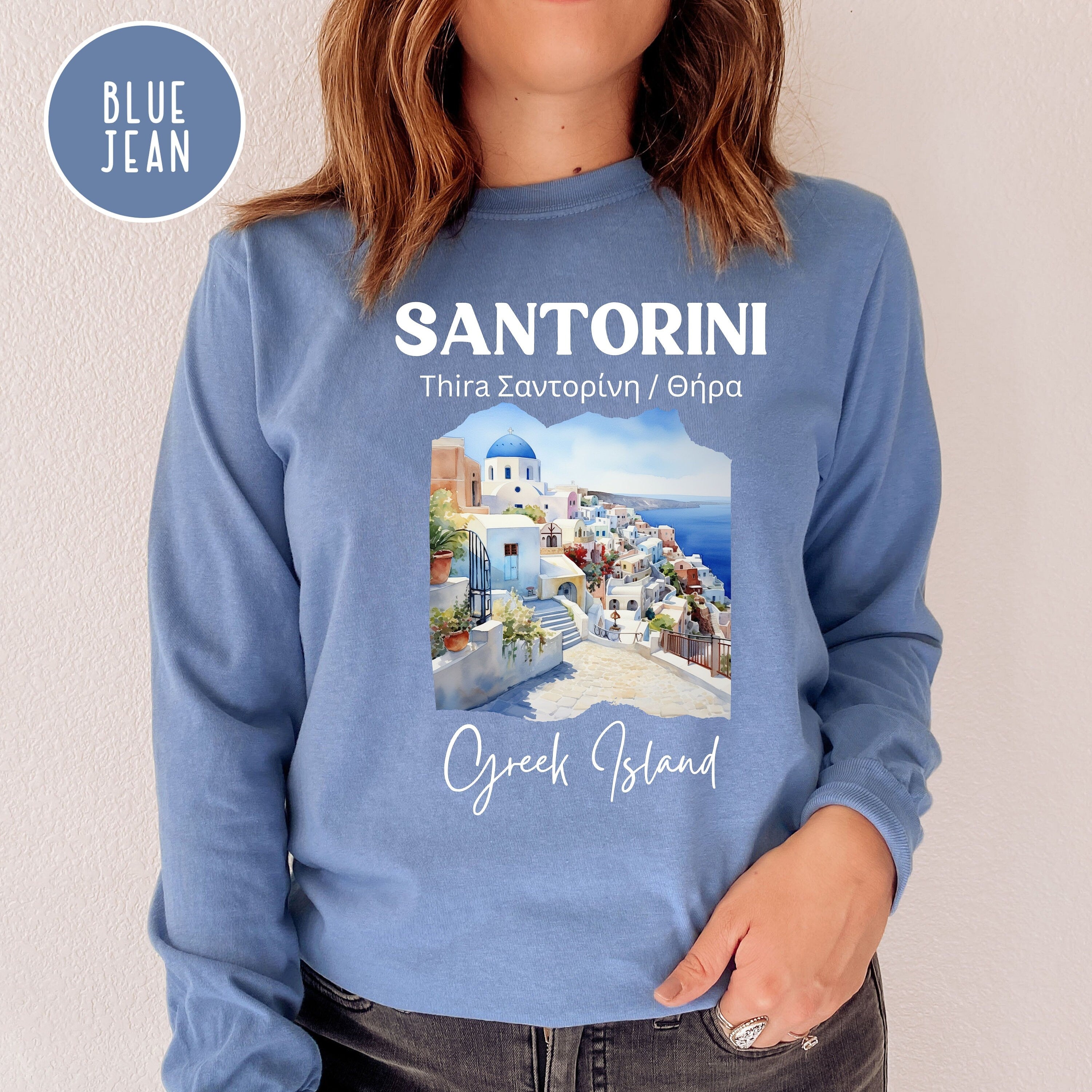 Santorini Greece Comfort Colors® Long Sleeve Tee