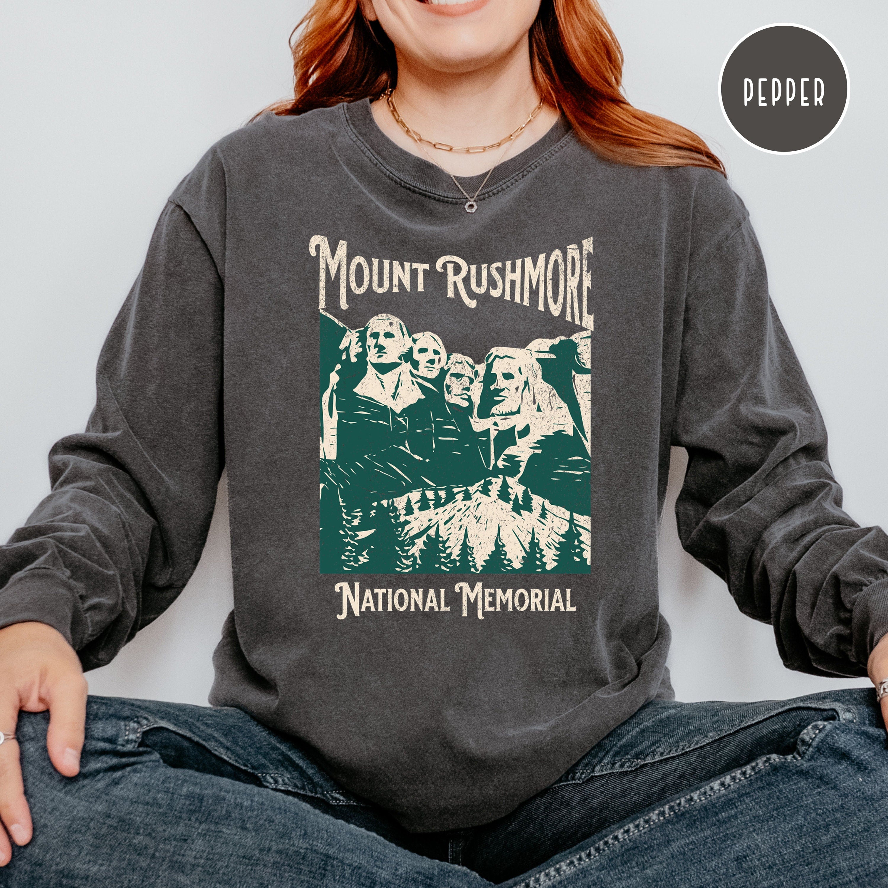Mount Rushmore Grunge Comfort Colors® Long Sleeve Tee