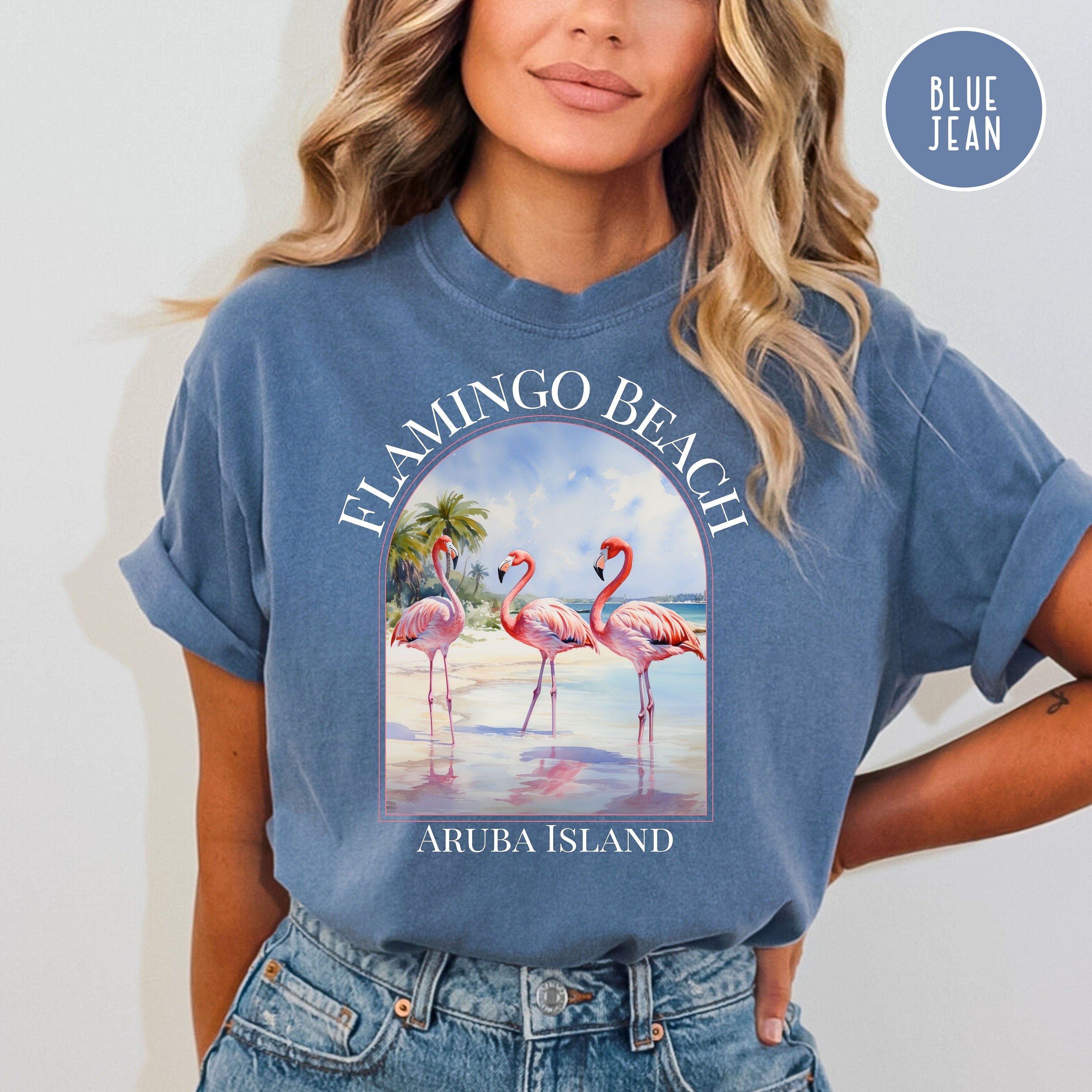 Pink Flamingos on Beach Comfort Colors® Tee