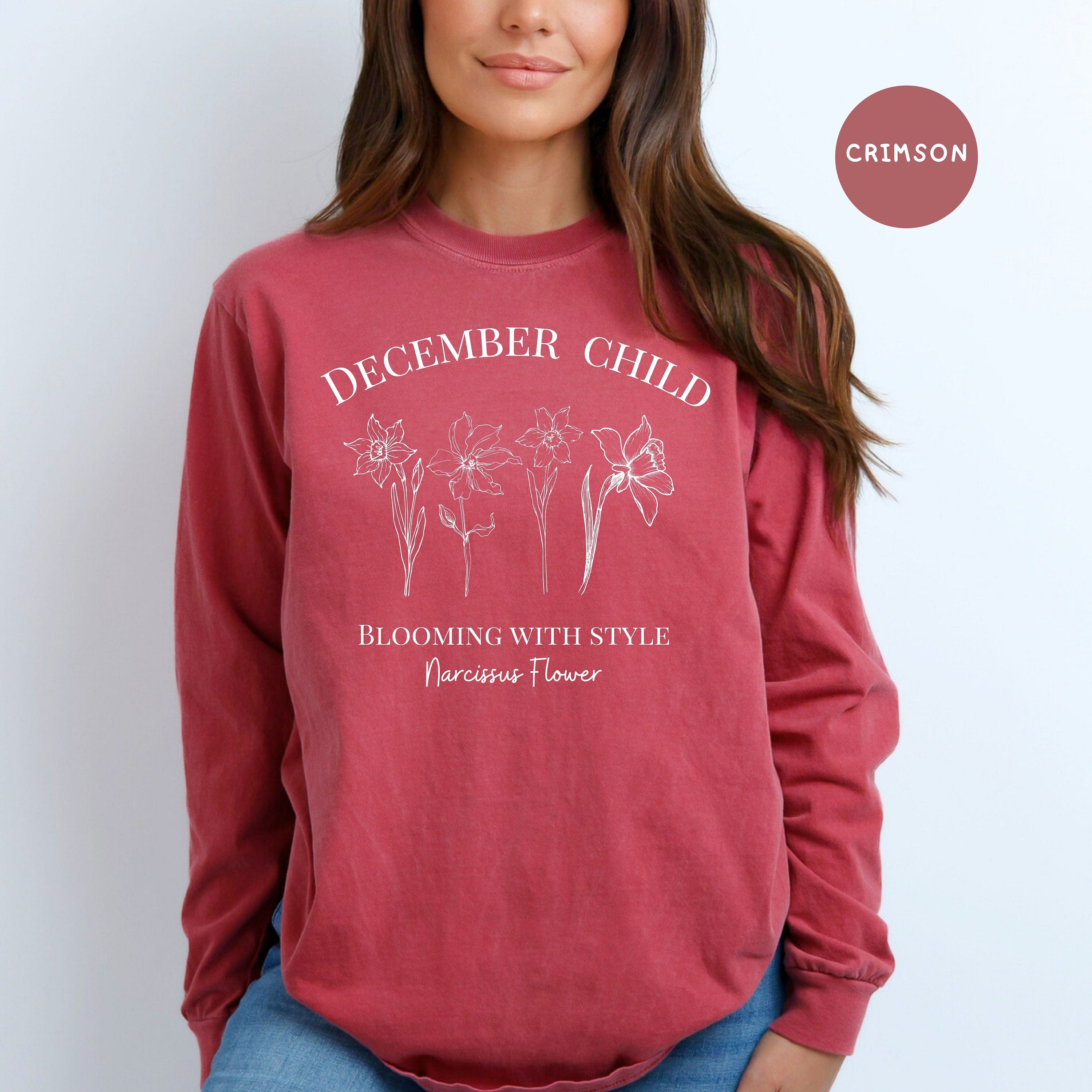 December Birth Flower Comfort Colors® Long Sleeve Tee