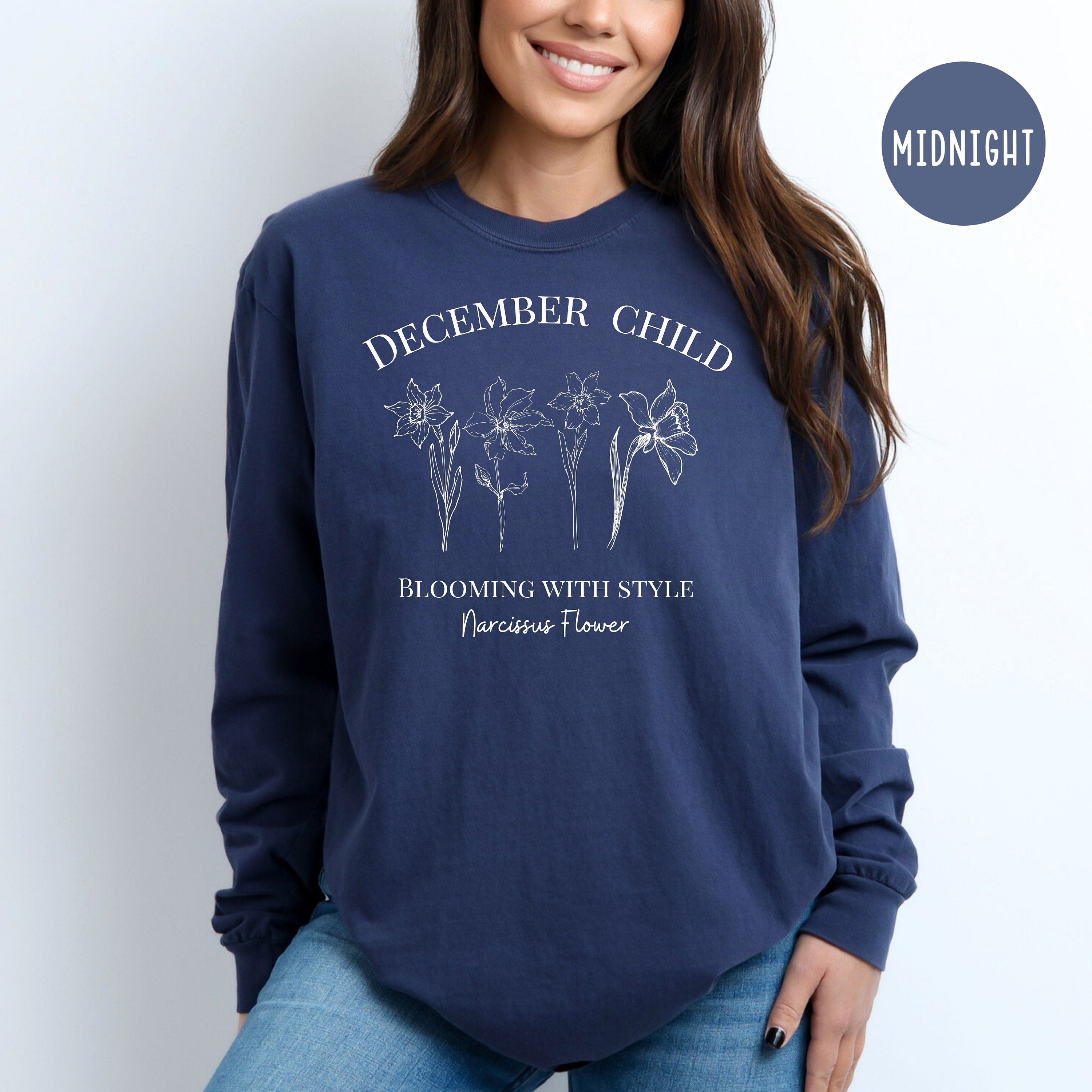 December Birth Flower Comfort Colors® Long Sleeve Tee