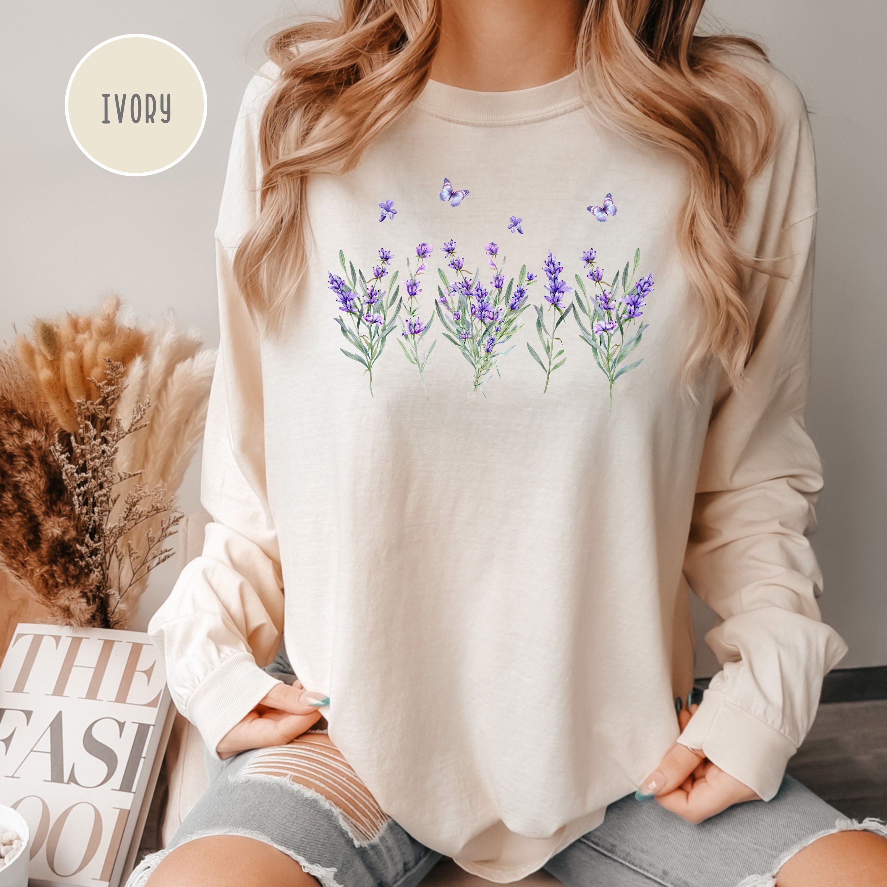 Lavender Wildflowers Comfort Colors® Long Sleeve Tee