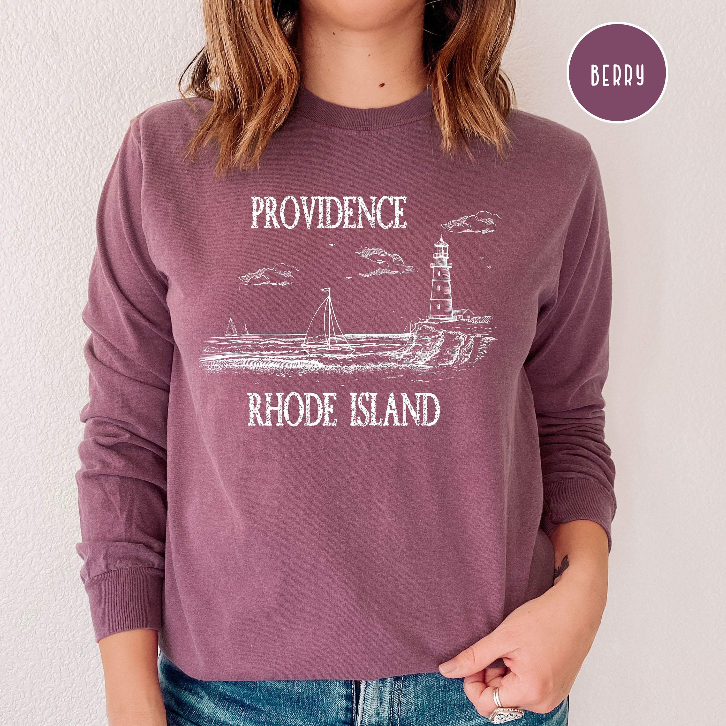 Providence Rhode Island Grunge Style Comfort Colors® Long Sleeve T-Shirt