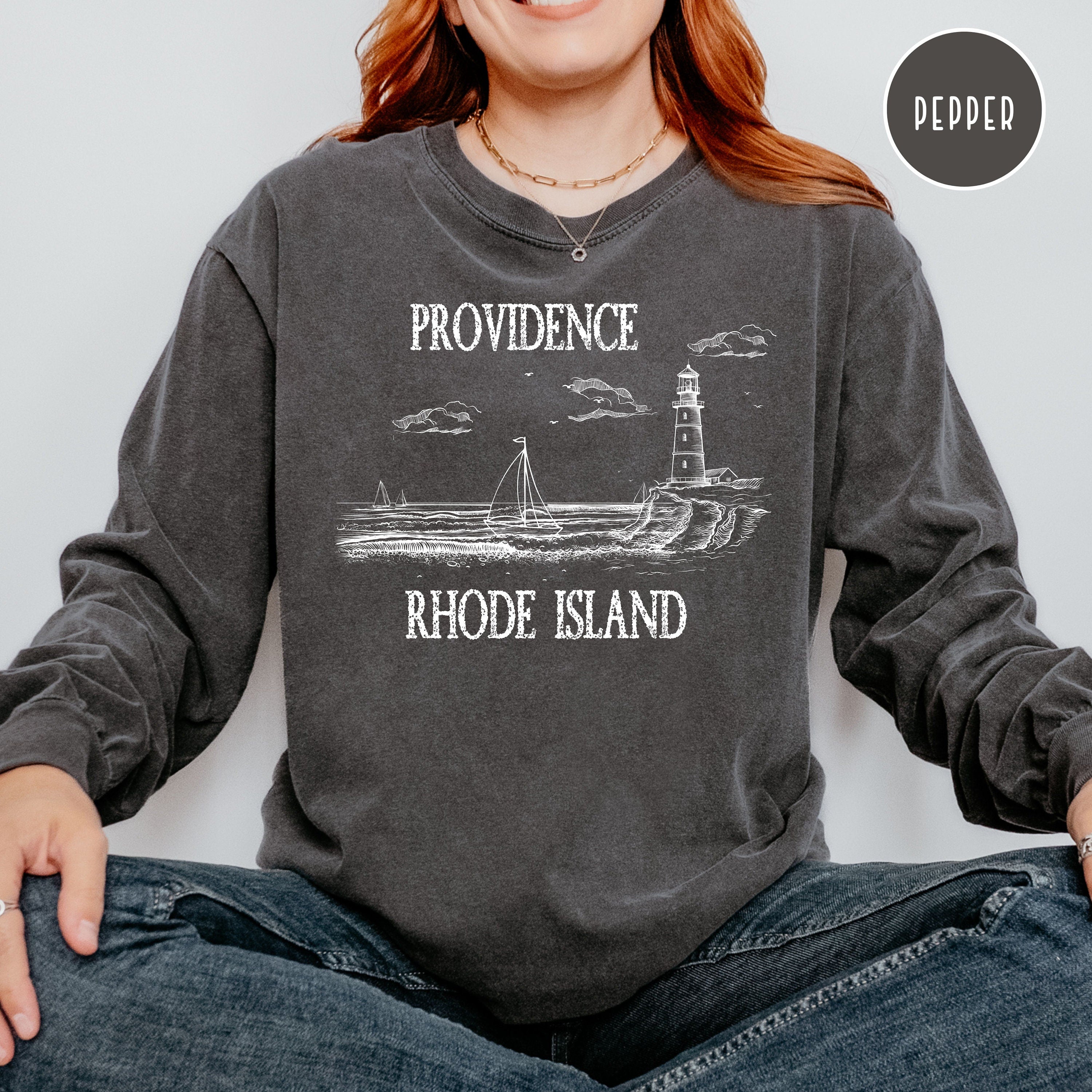 Providence Rhode Island Grunge Style Comfort Colors® Long Sleeve T-Shirt