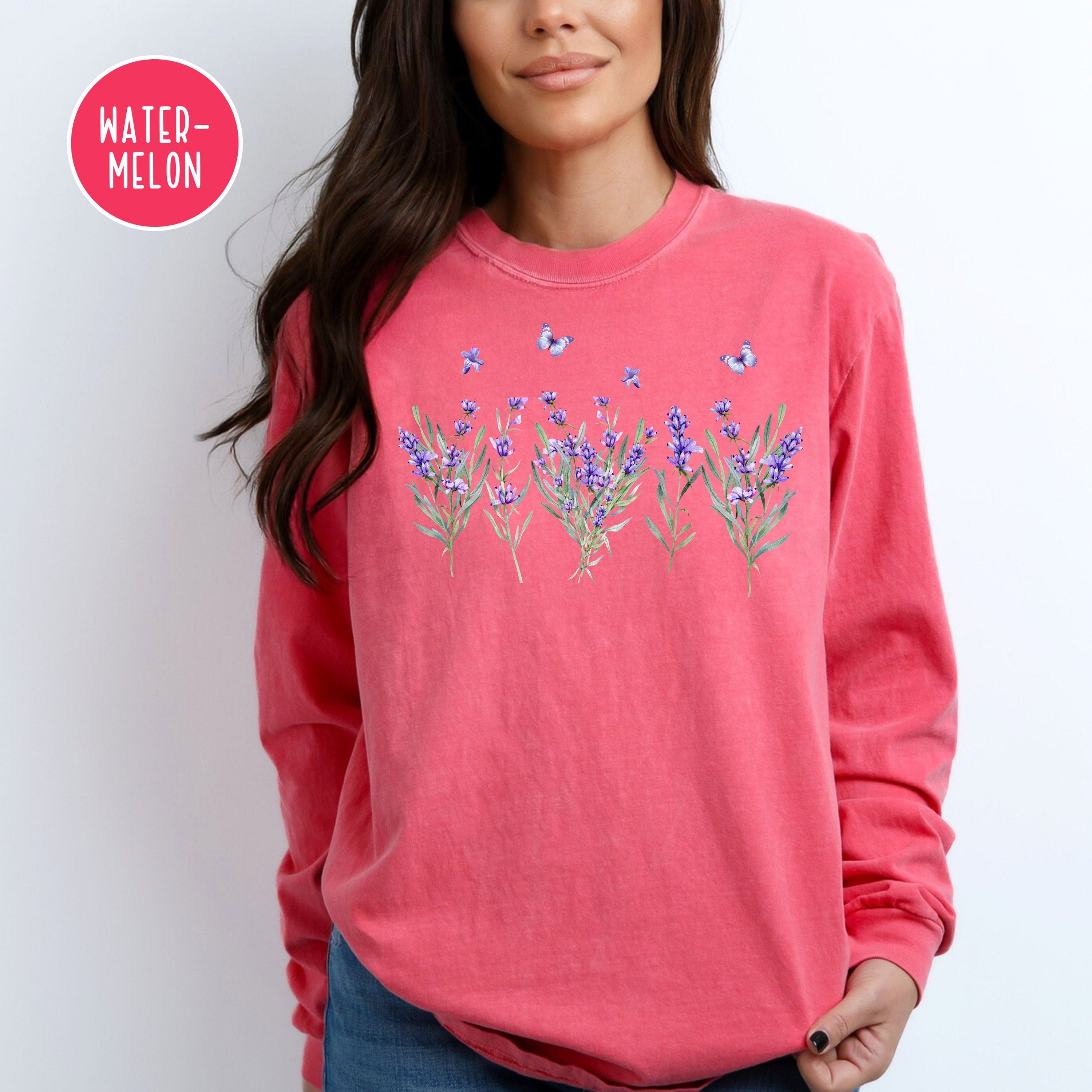 Lavender Wildflowers Comfort Colors® Long Sleeve Tee