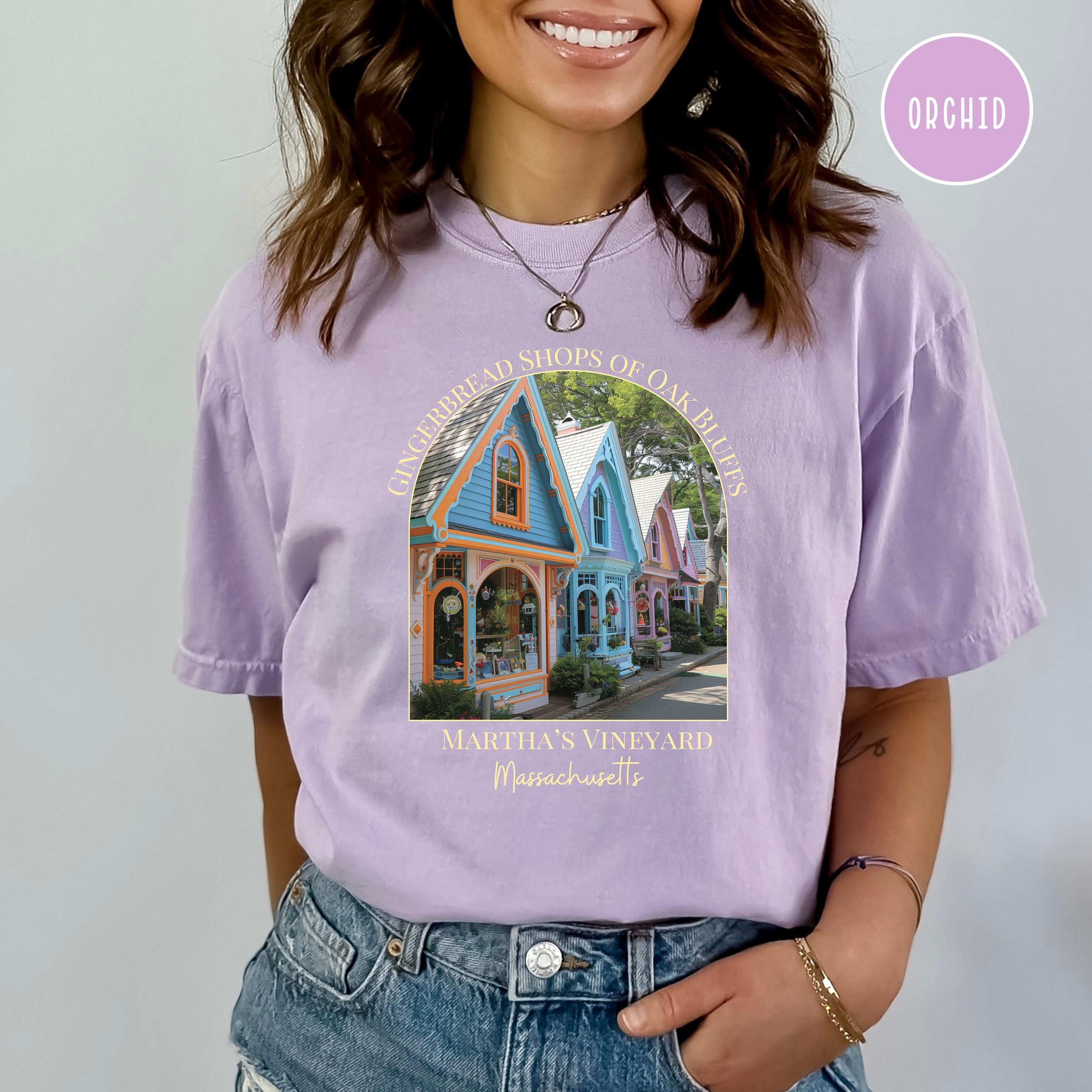Oak Bluffs Martha's Vineyard Gingerbread Shops Comfort Colors® Tee