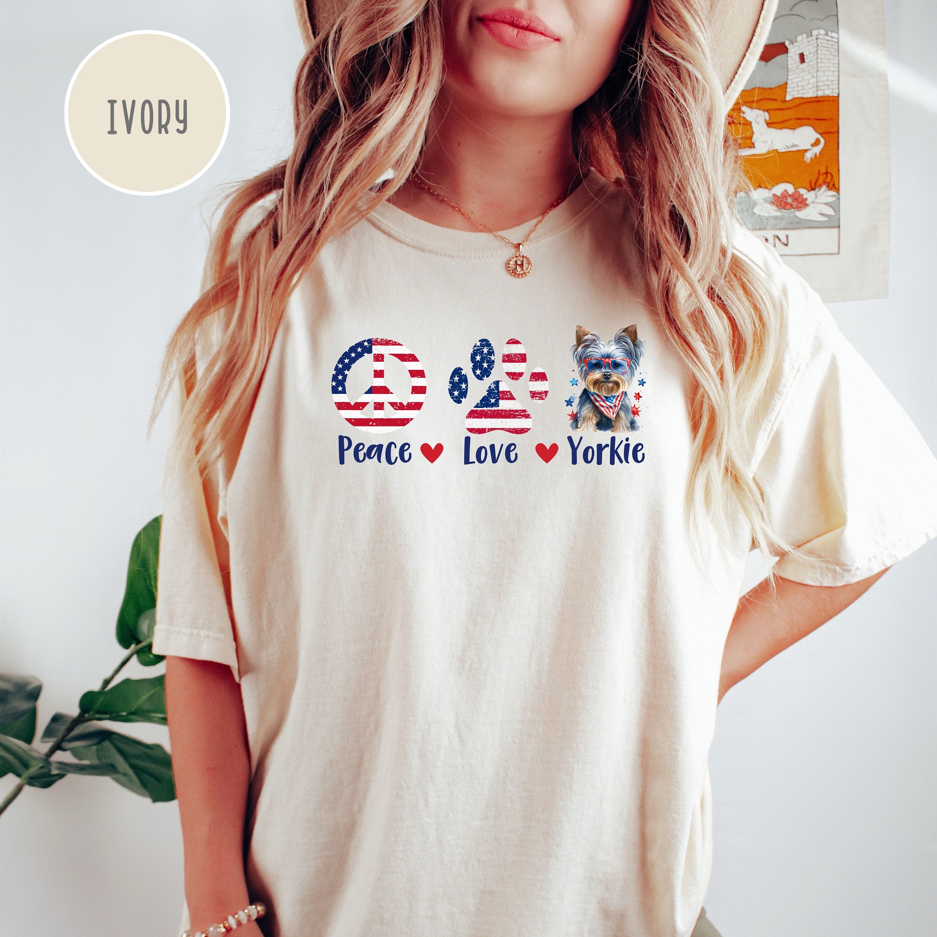 Peace Love Yorkie Patriotic Comfort Colors® Tee