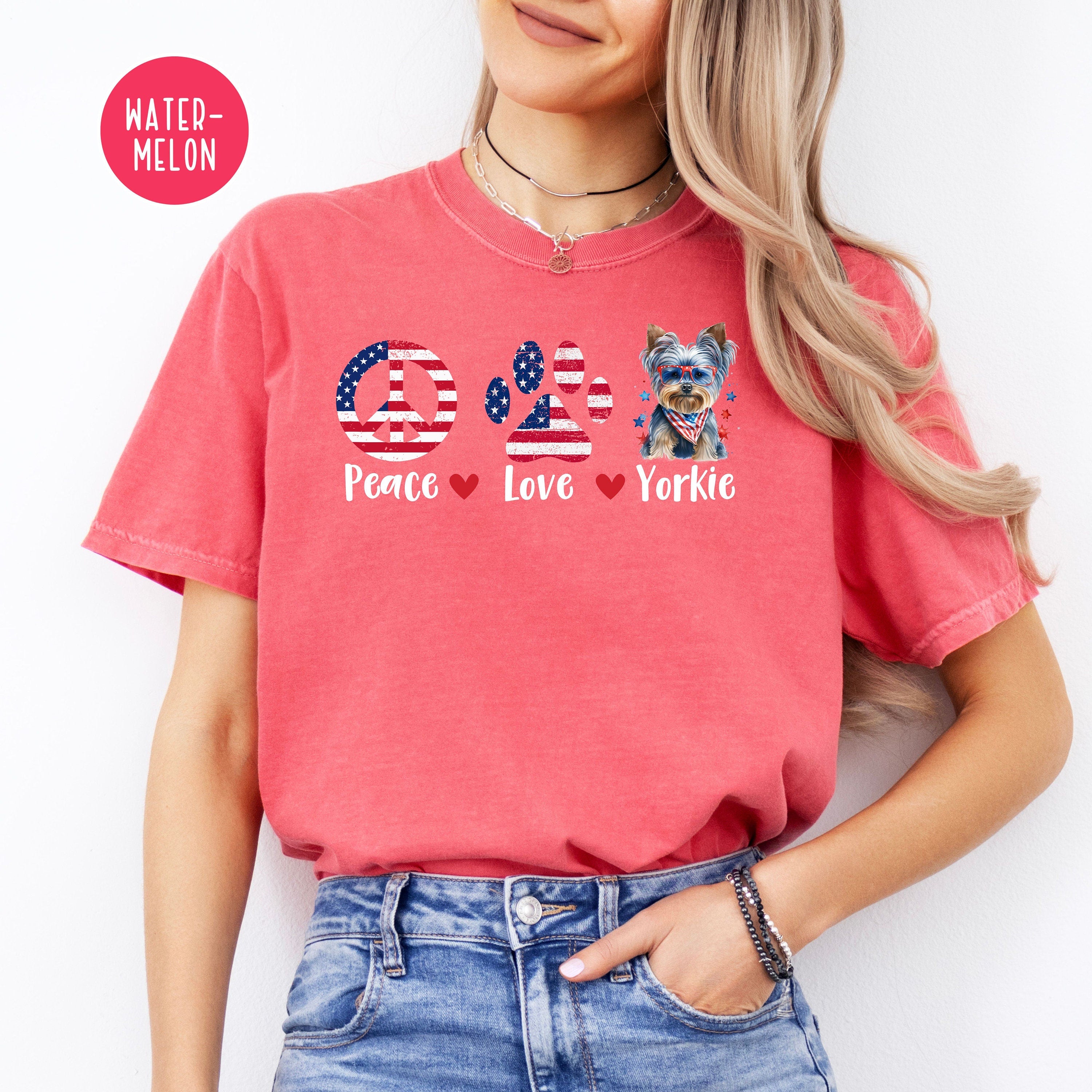 Peace Love Yorkie Patriotic Comfort Colors® Tee