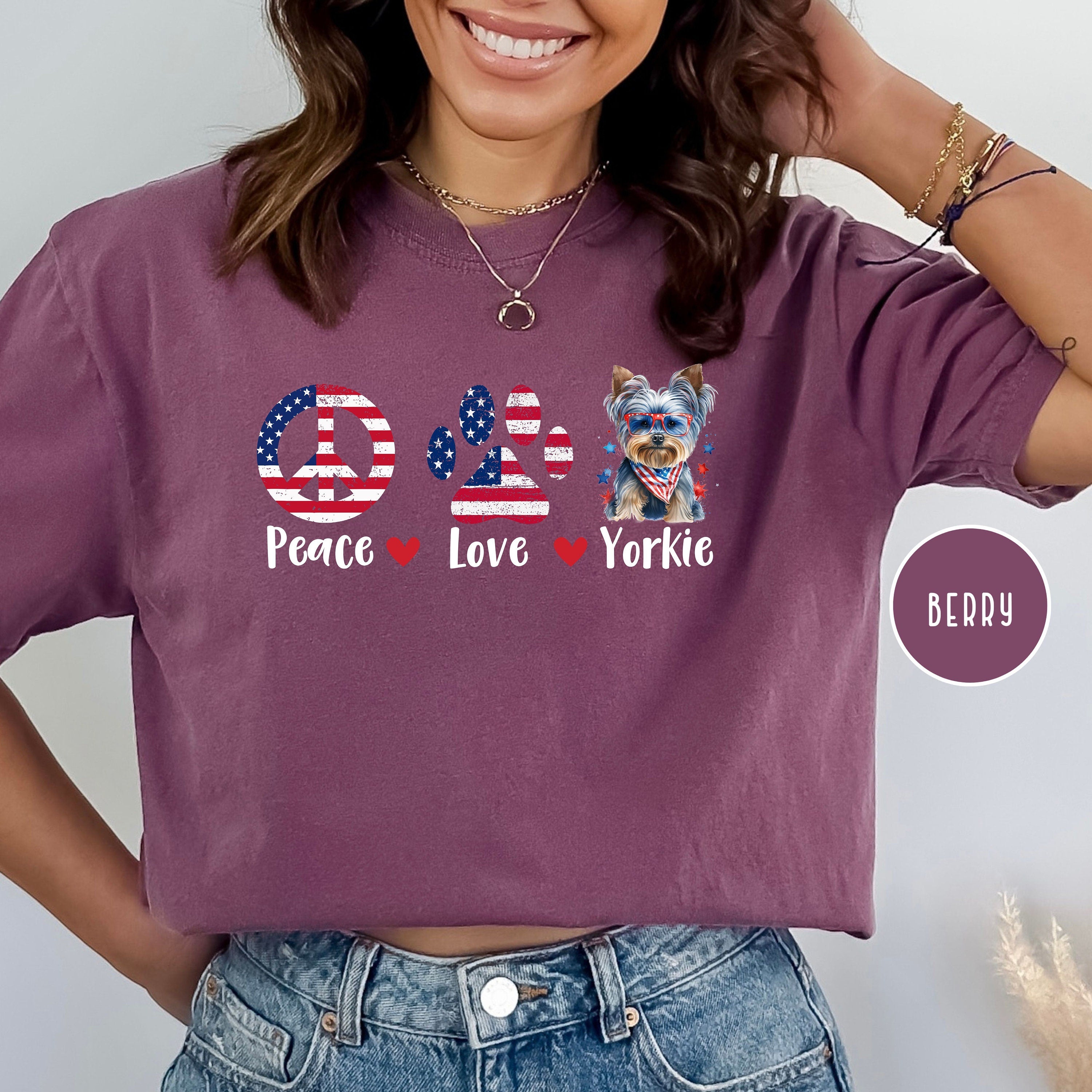 Peace Love Yorkie Patriotic Comfort Colors® Tee
