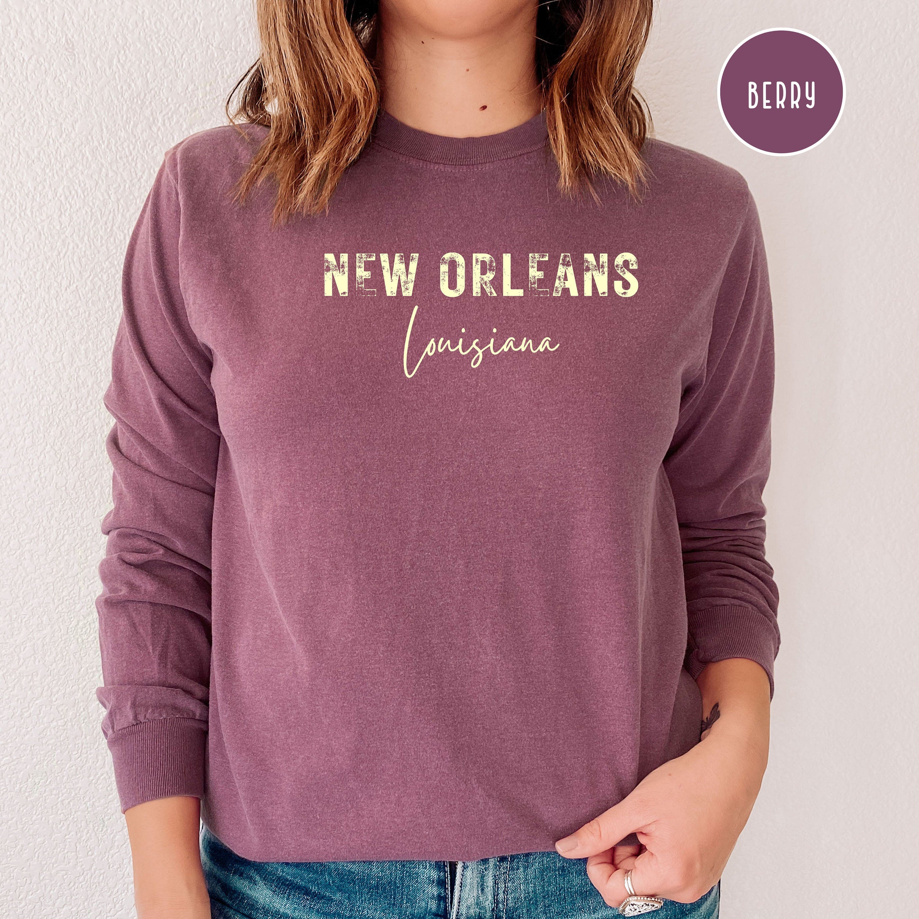New Orleans Louisiana Grunge Style Comfort Colors® Long Sleeve Tee