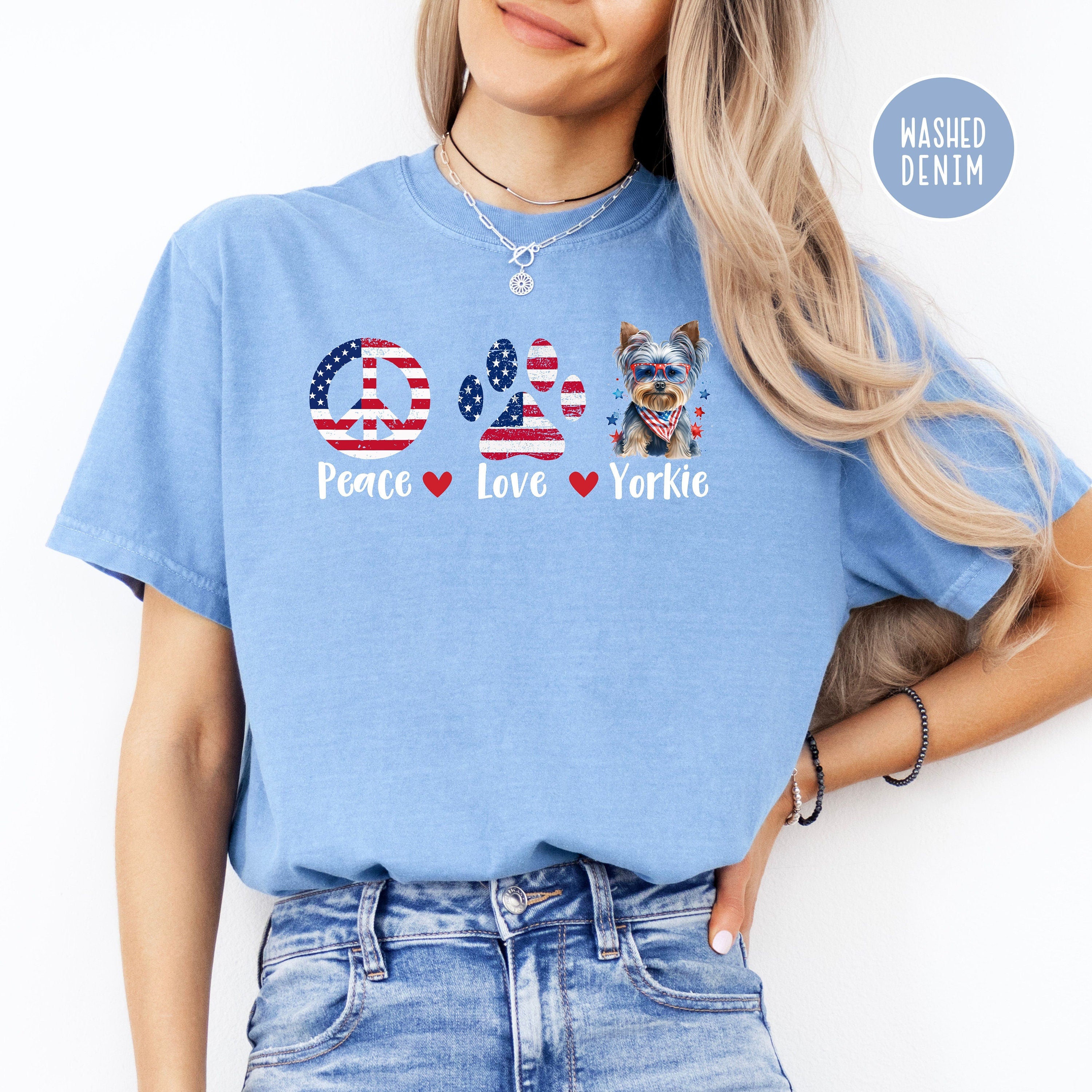 Peace Love Yorkie Patriotic Comfort Colors® Tee