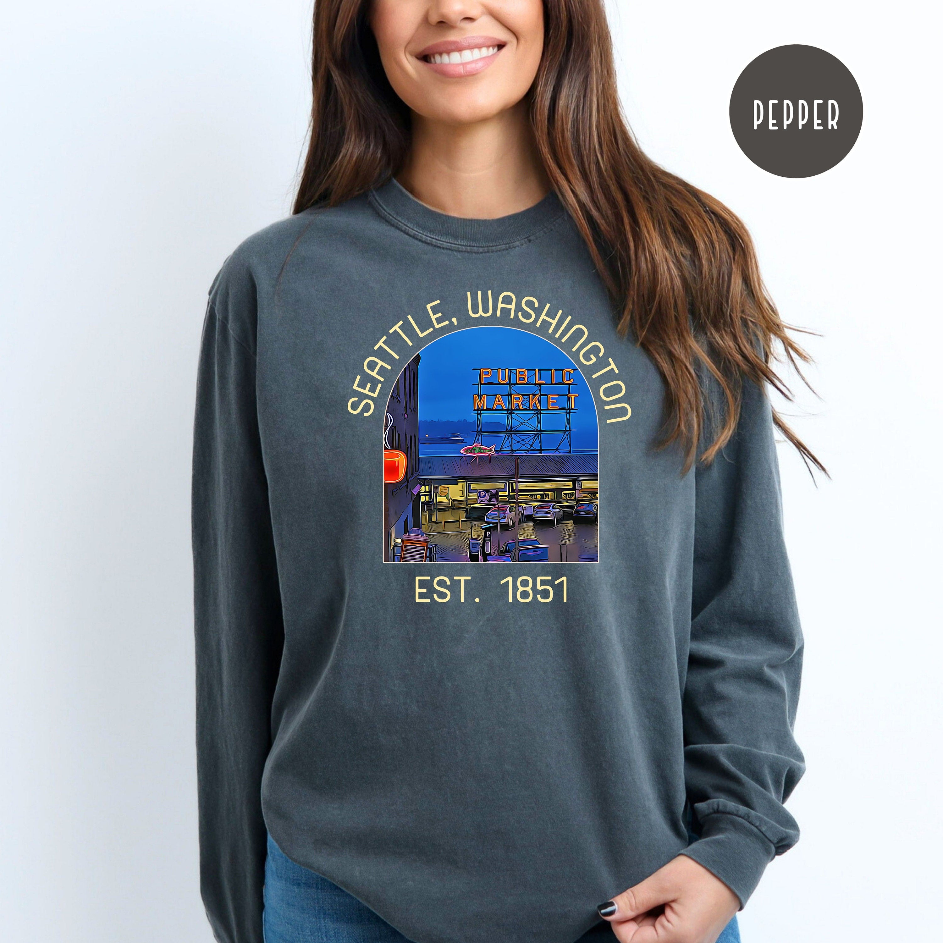 Seattle Washington Public Market Comfort Colors® Long Sleeve Tee