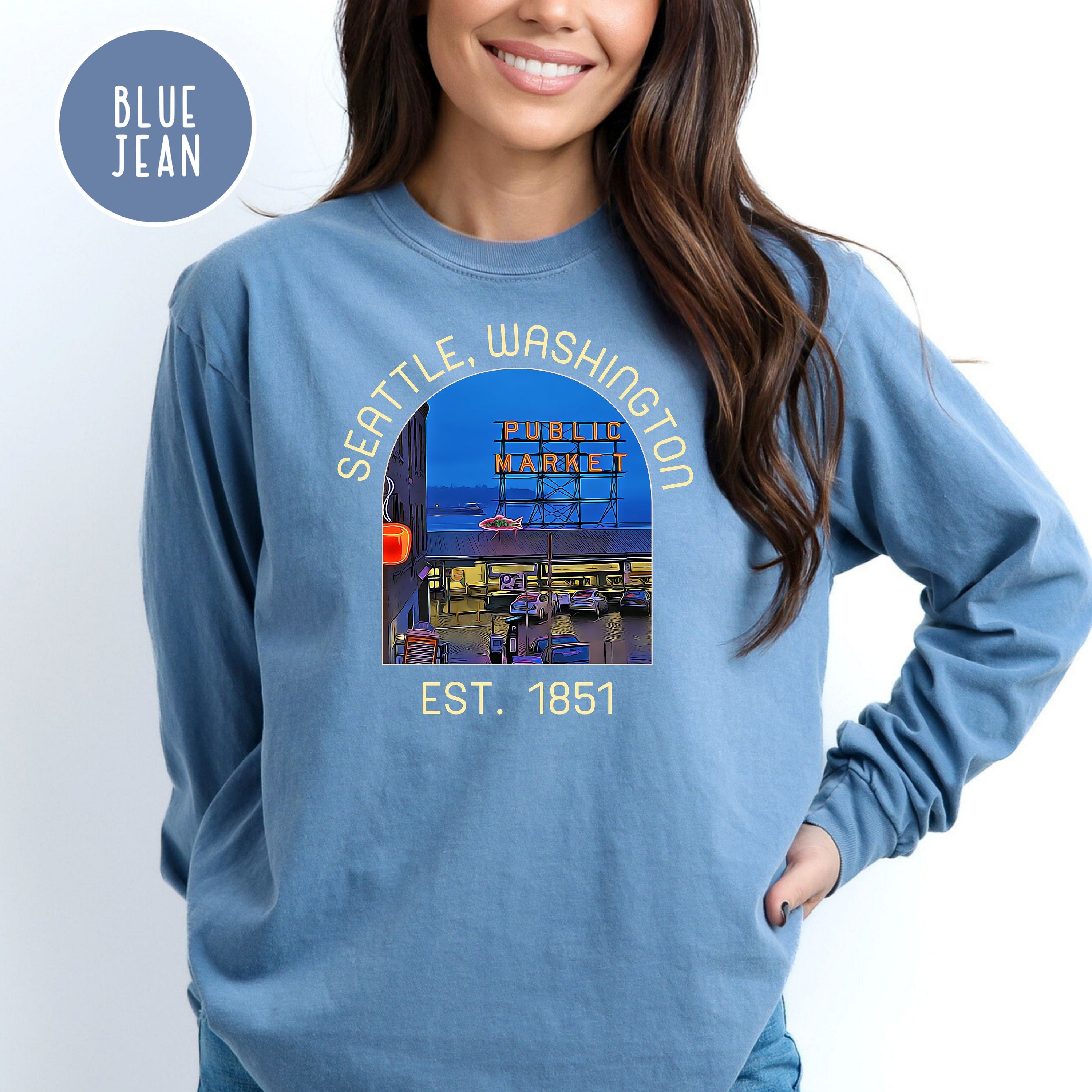 Seattle Washington Public Market Comfort Colors® Long Sleeve Tee