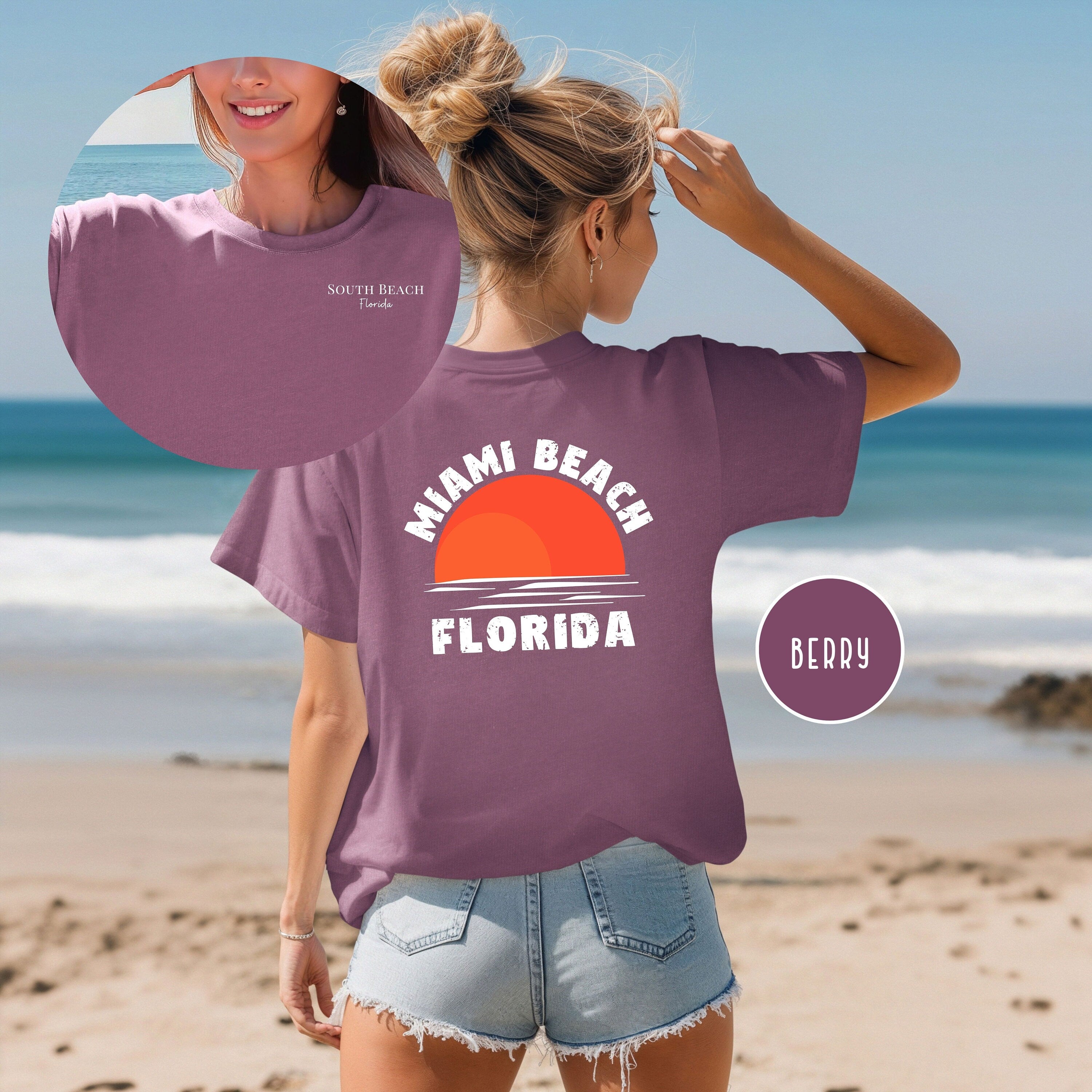 Miami Beach Comfort Colors® Beach Tee, Design on Front & Back
