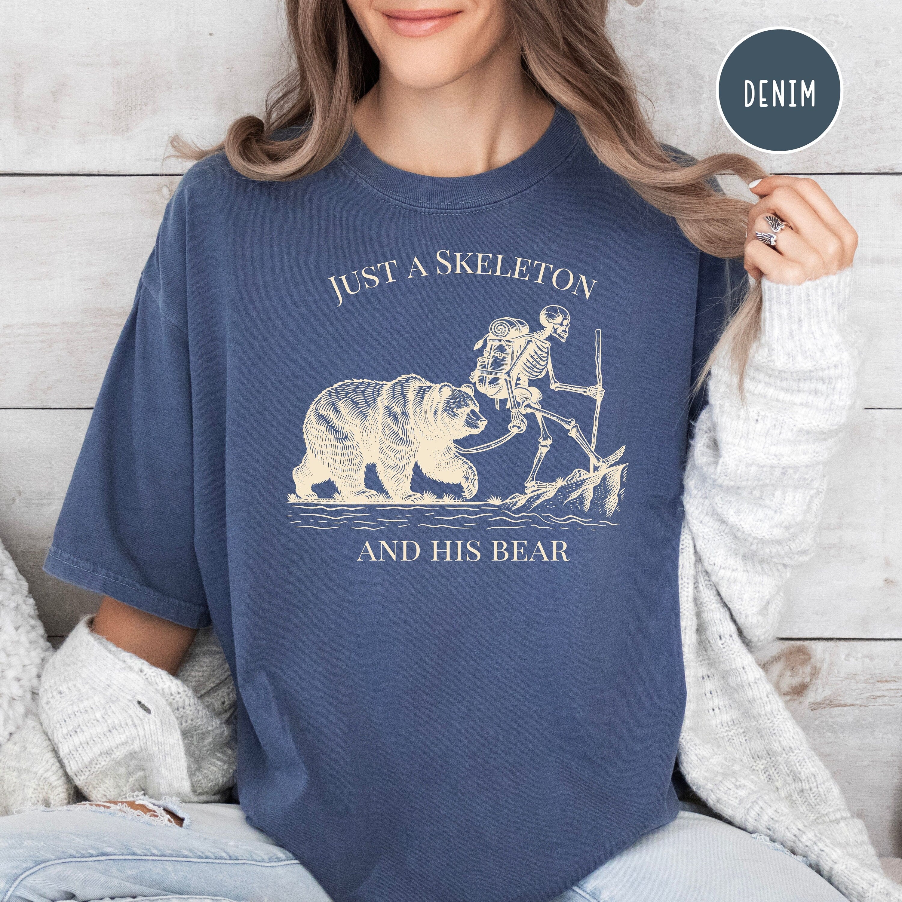 Funny Bear and Skeleton Comfort Colors® Hiking Shirt