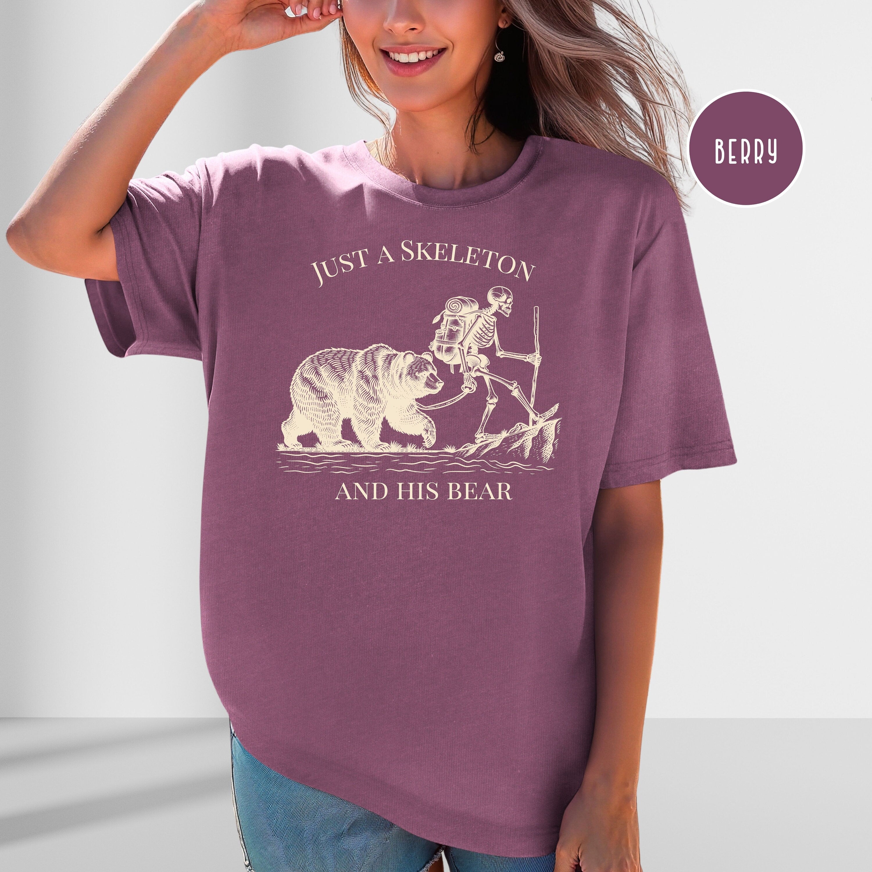 Funny Bear and Skeleton Comfort Colors® Hiking Shirt