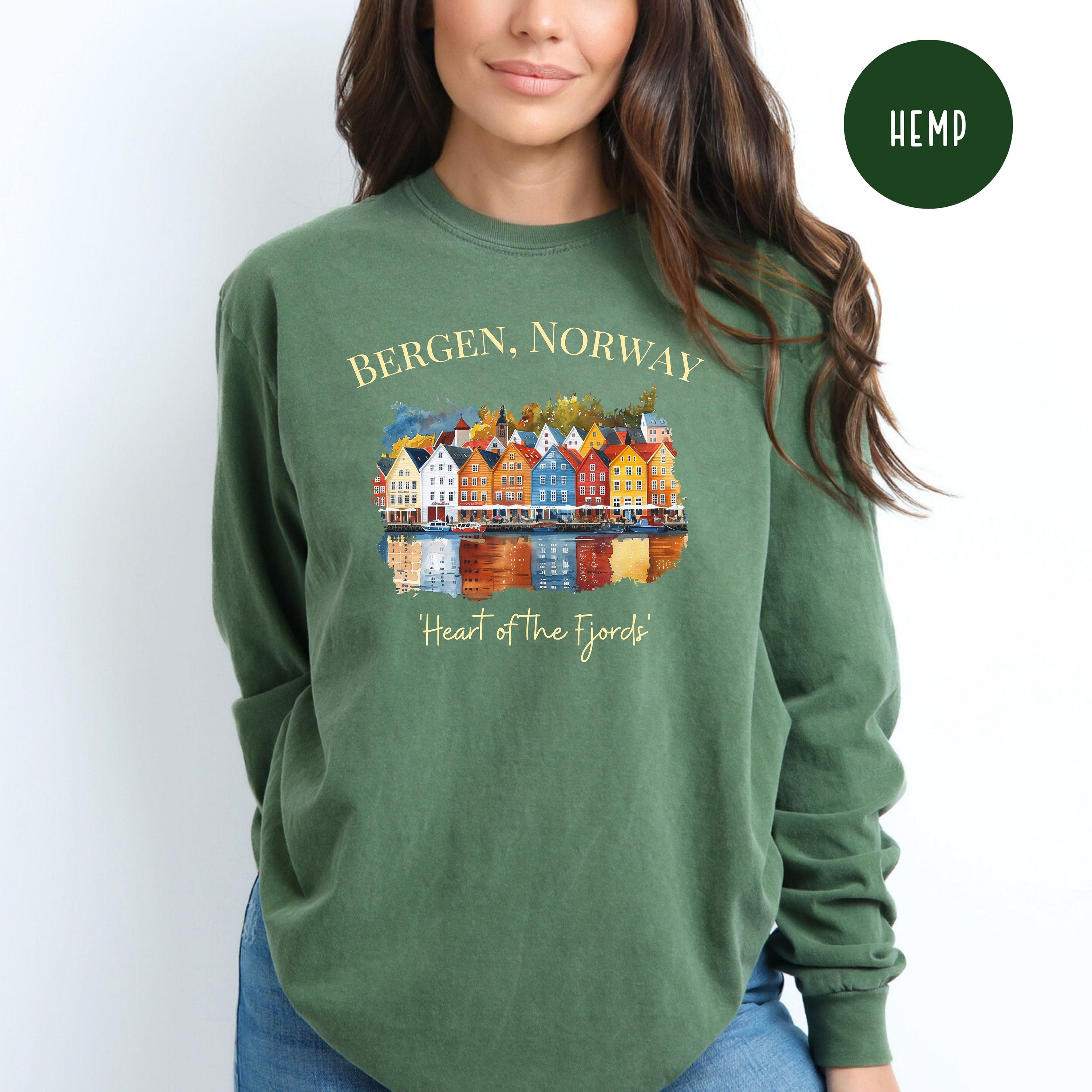Bergen Norway Comfort Colors® Long Sleeve Tee, Fjords of Norway