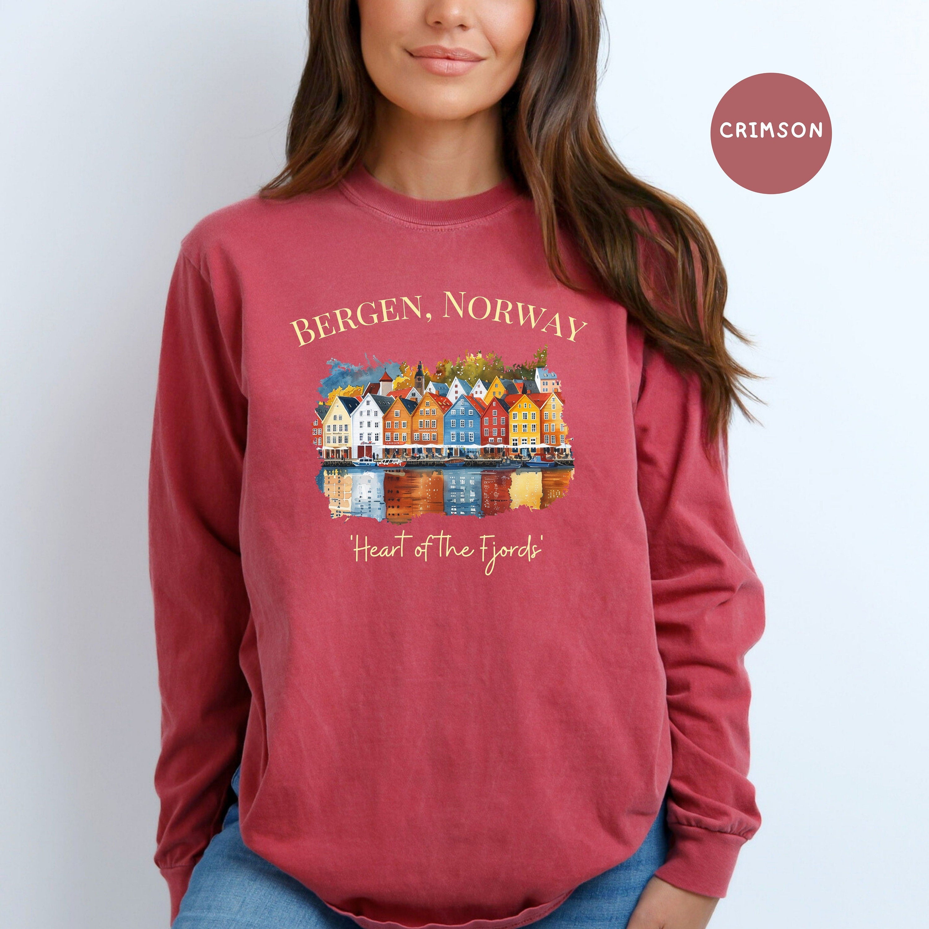 Bergen Norway Comfort Colors® Long Sleeve Tee, Fjords of Norway