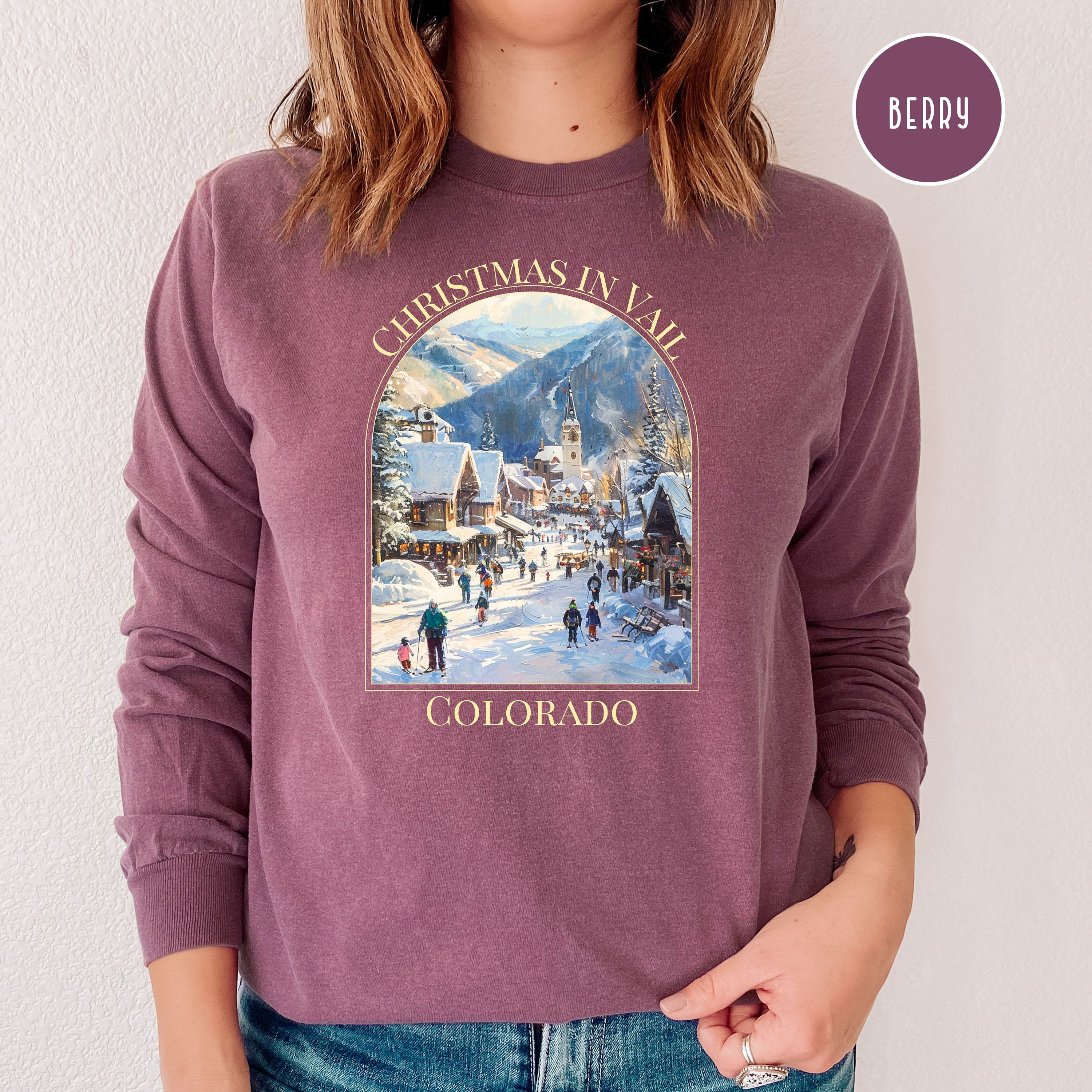 Christmas in Vail Colorado Comfort Colors® Long Sleeve Tee Shirt