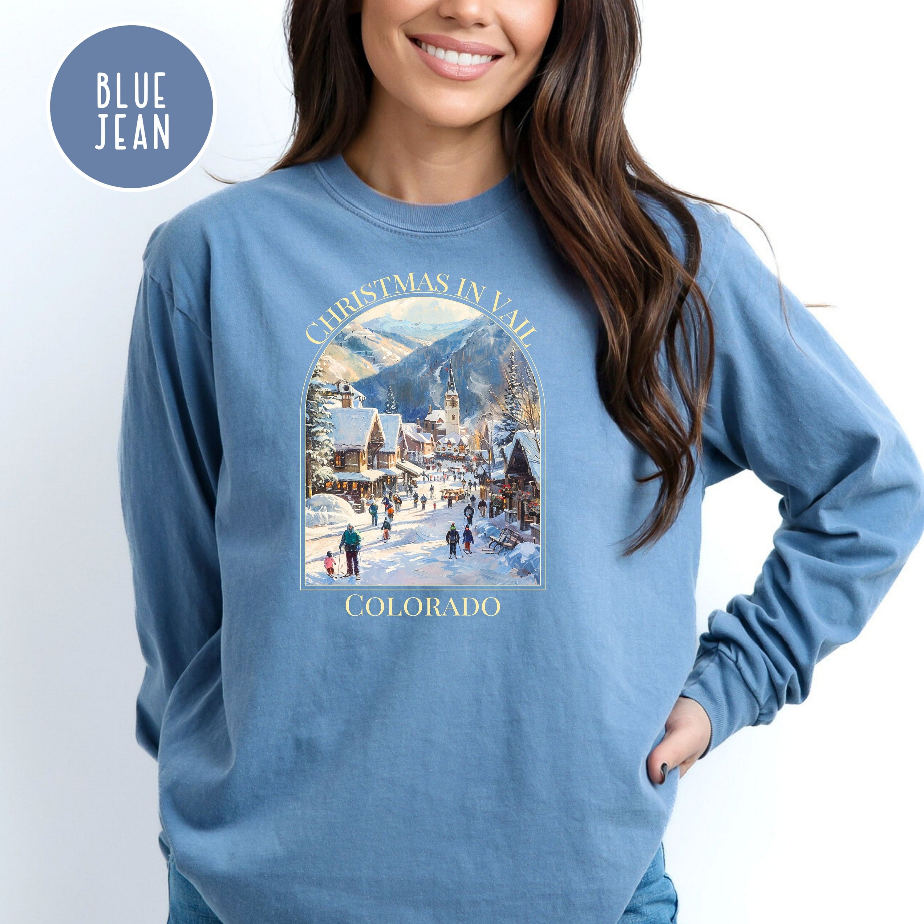 Christmas in Vail Colorado Comfort Colors® Long Sleeve Tee Shirt