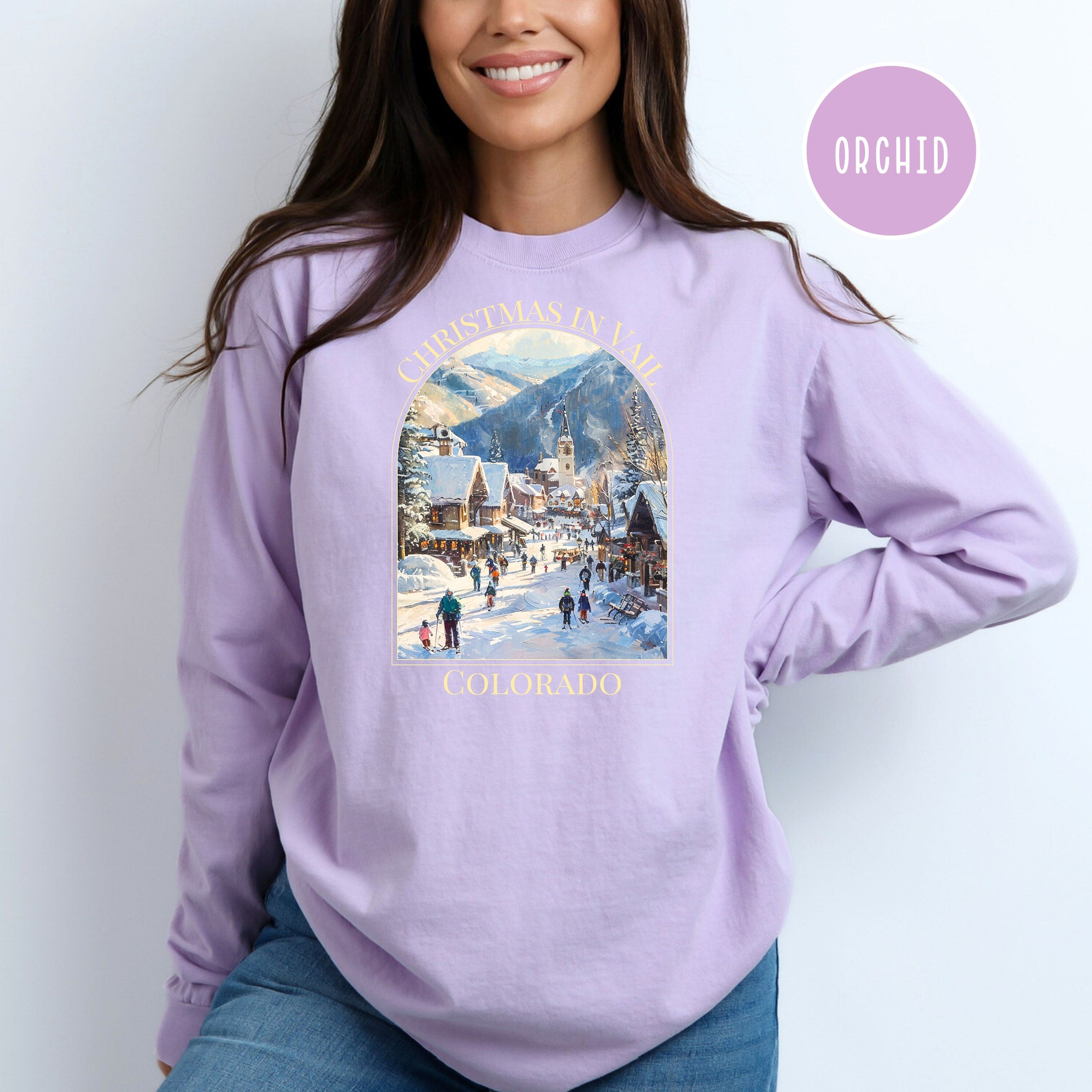 Christmas in Vail Colorado Comfort Colors® Long Sleeve Tee Shirt