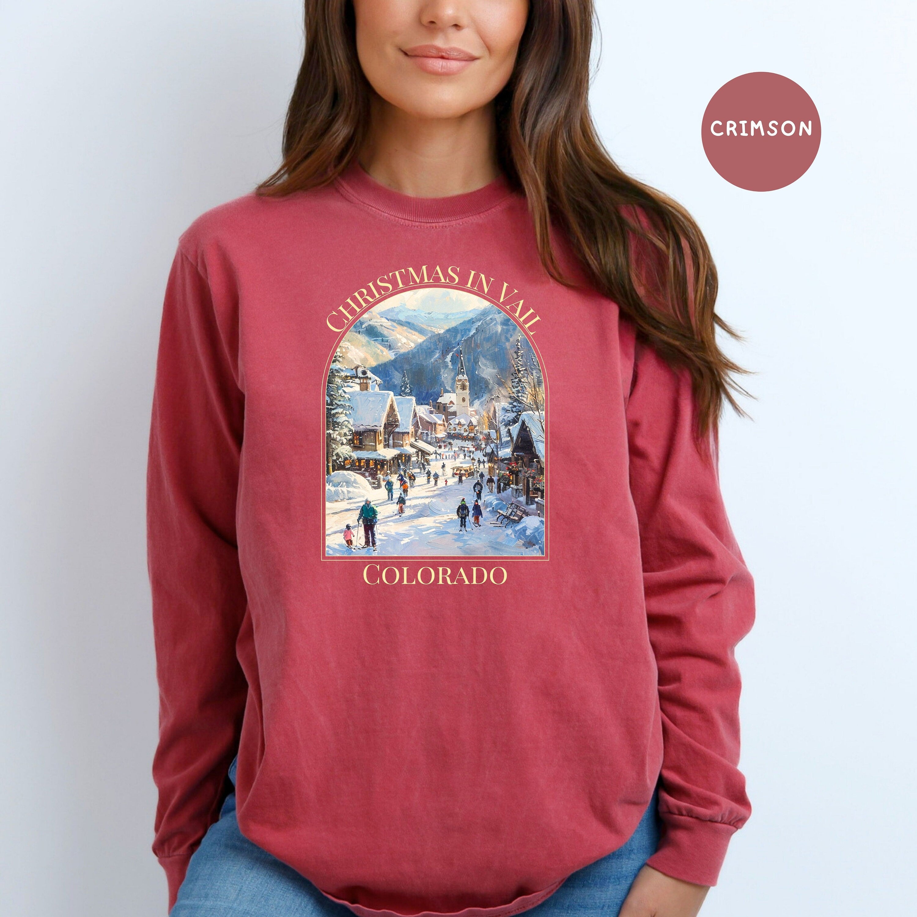 Christmas in Vail Colorado Comfort Colors® Long Sleeve Tee Shirt