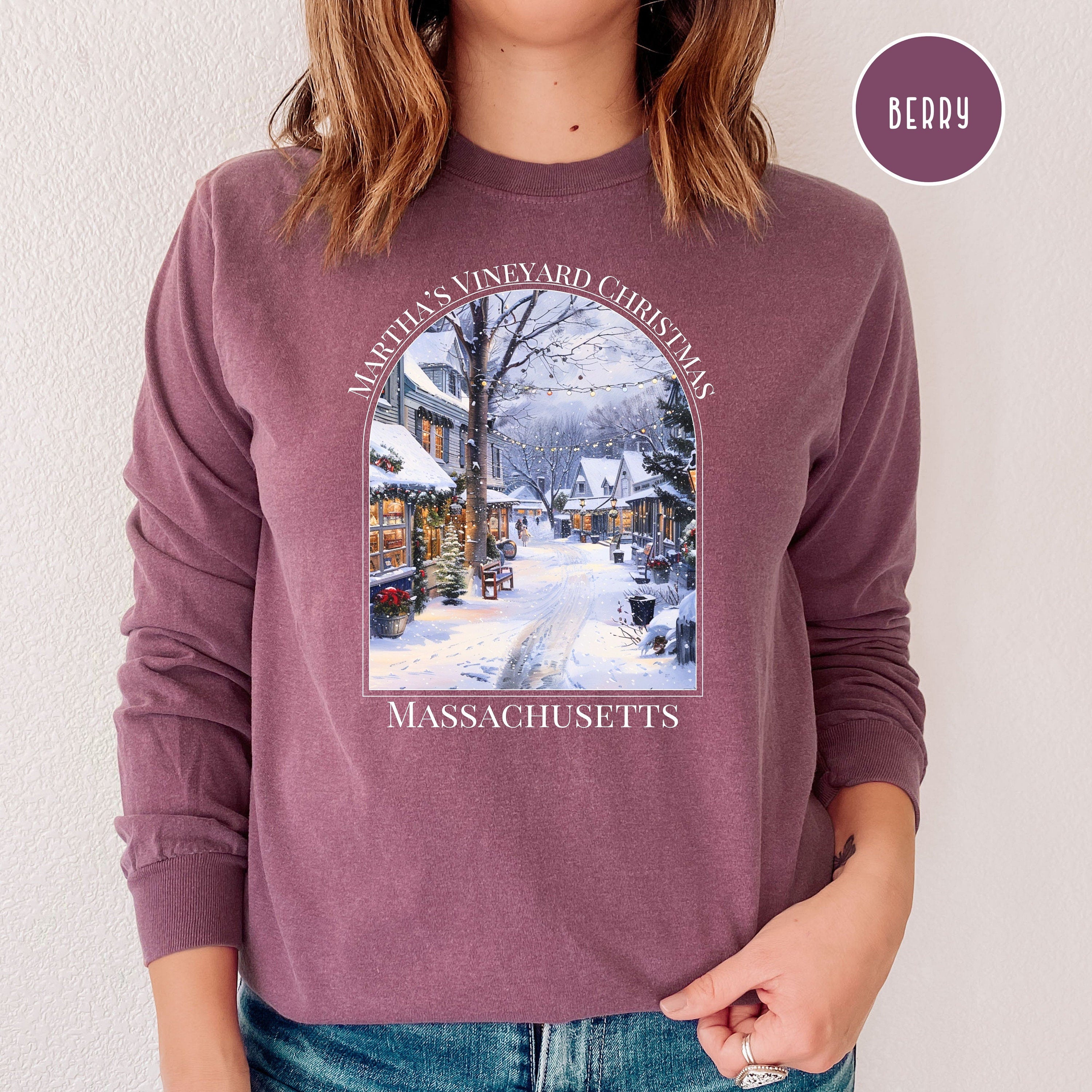 Christmas In Martha's Vineyard Comfort Colors® Long Sleeve Tee