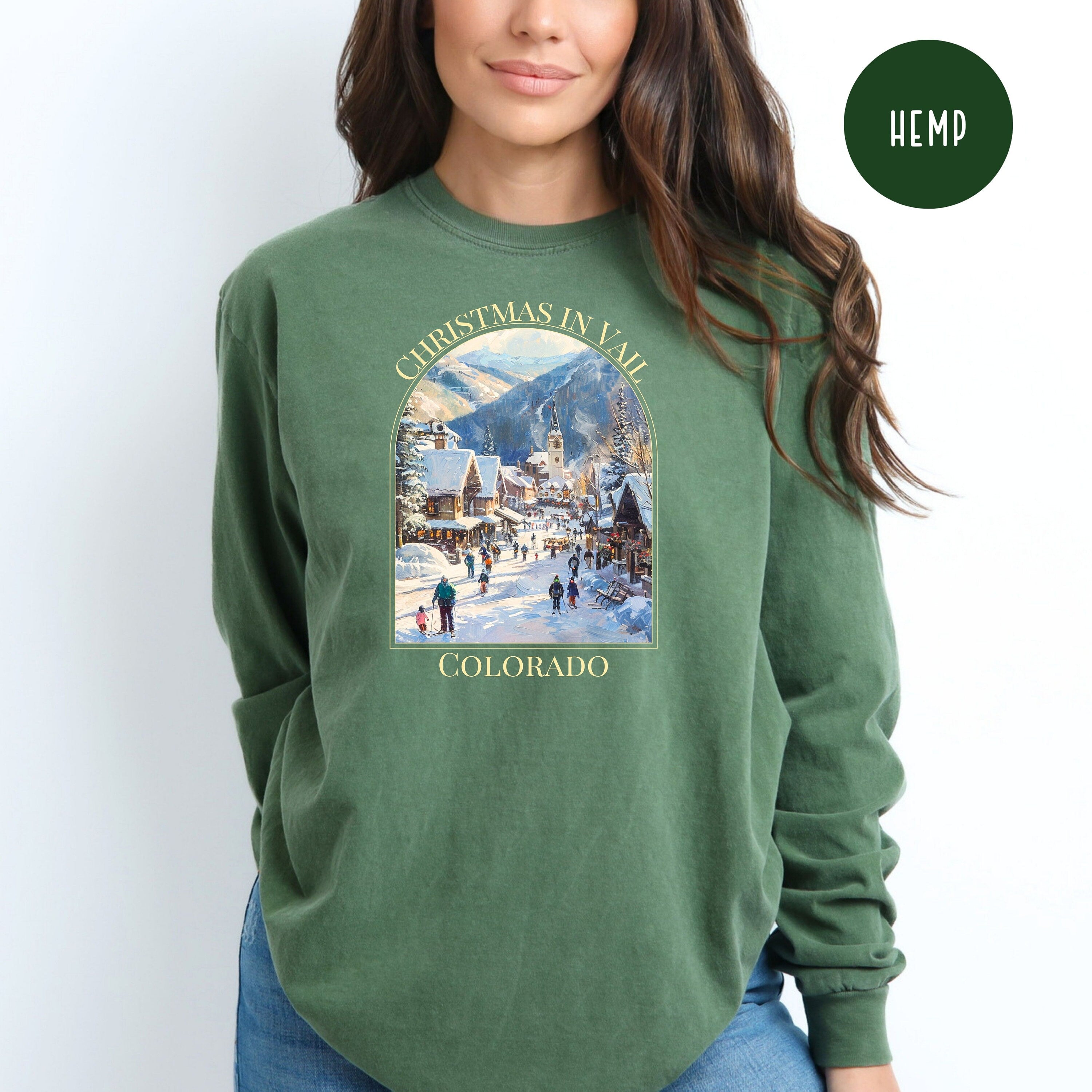 Christmas in Vail Colorado Comfort Colors® Long Sleeve Tee Shirt