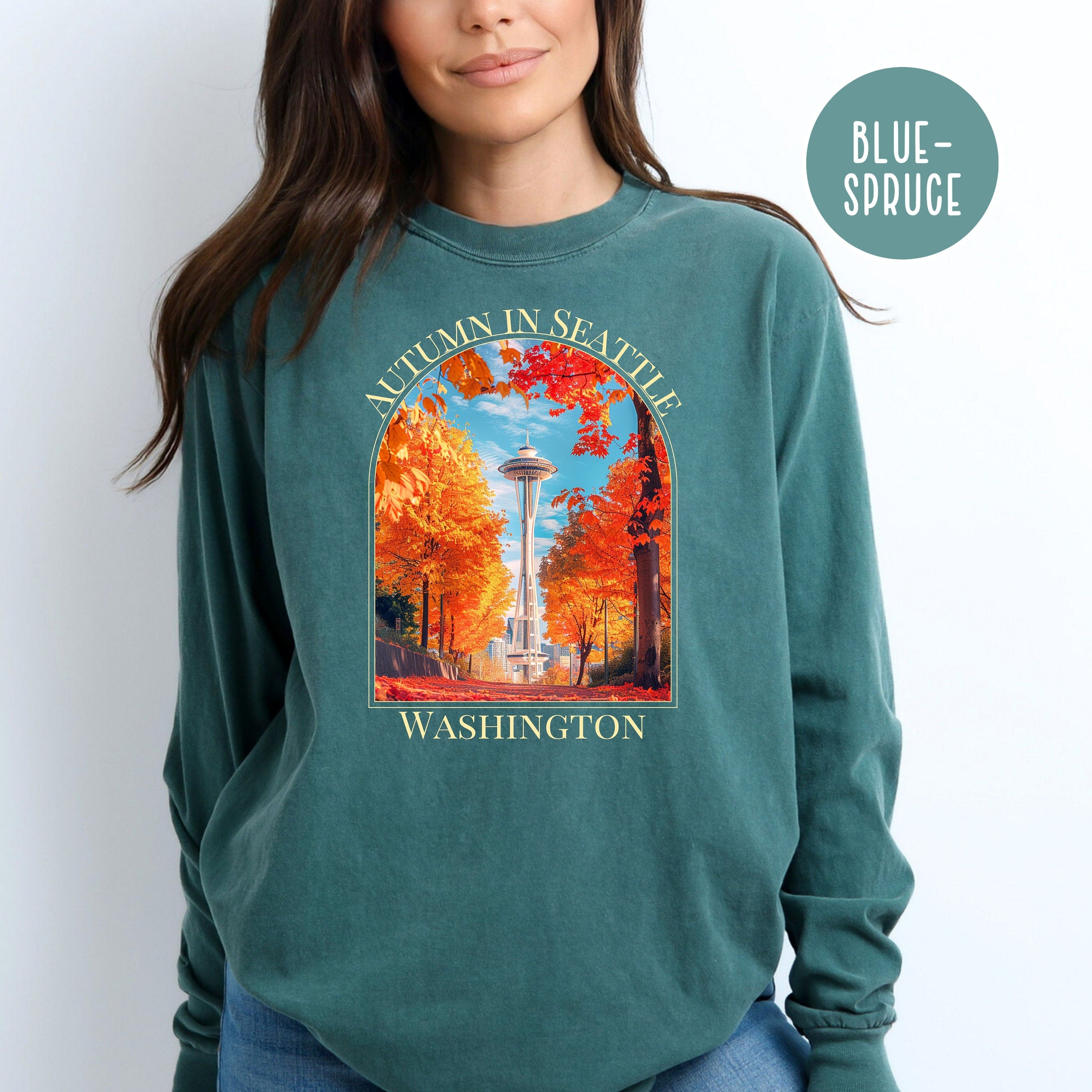 Seattle Washington Autumn Comfort Colors® Long Sleeve Tee