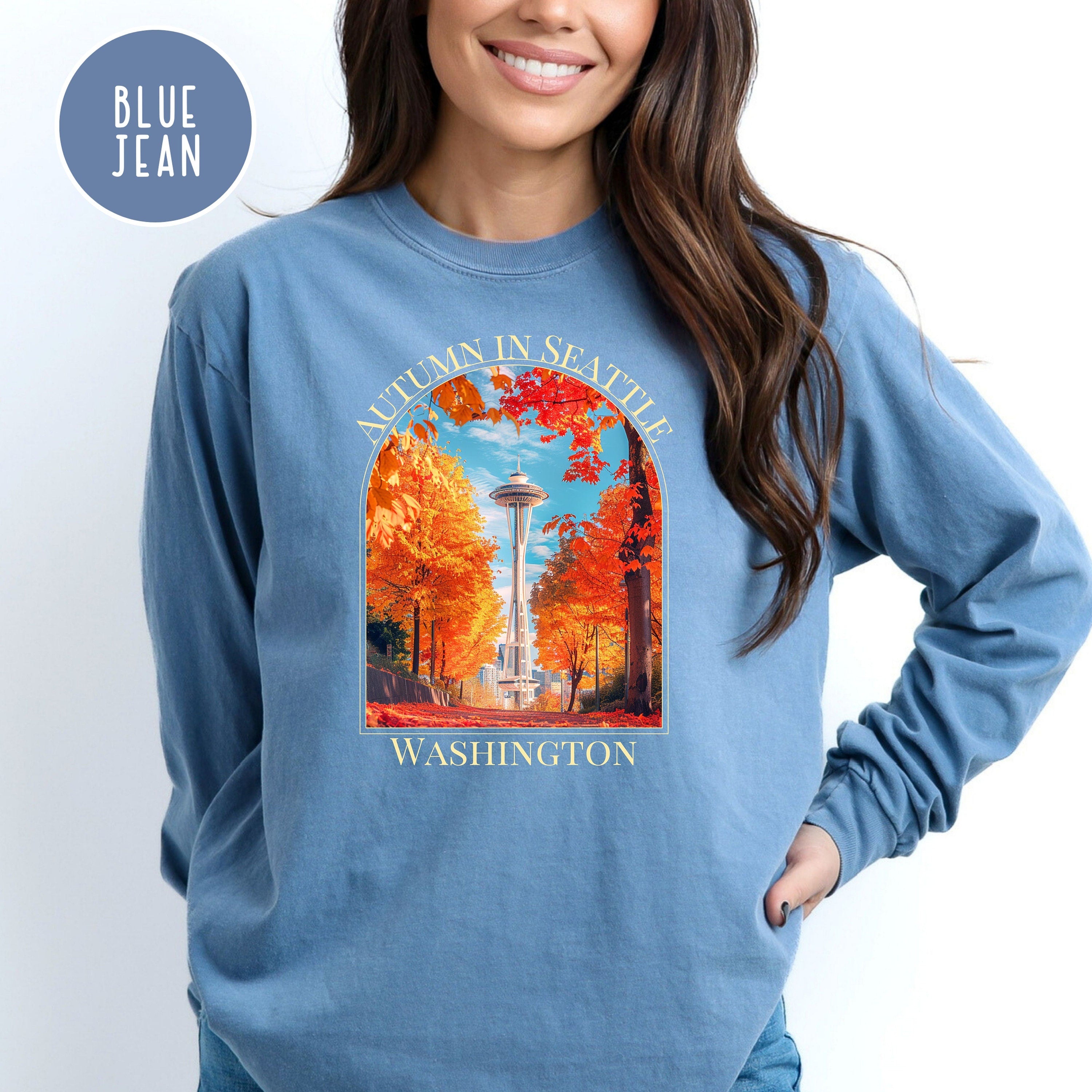 Seattle Washington Autumn Comfort Colors® Long Sleeve Tee