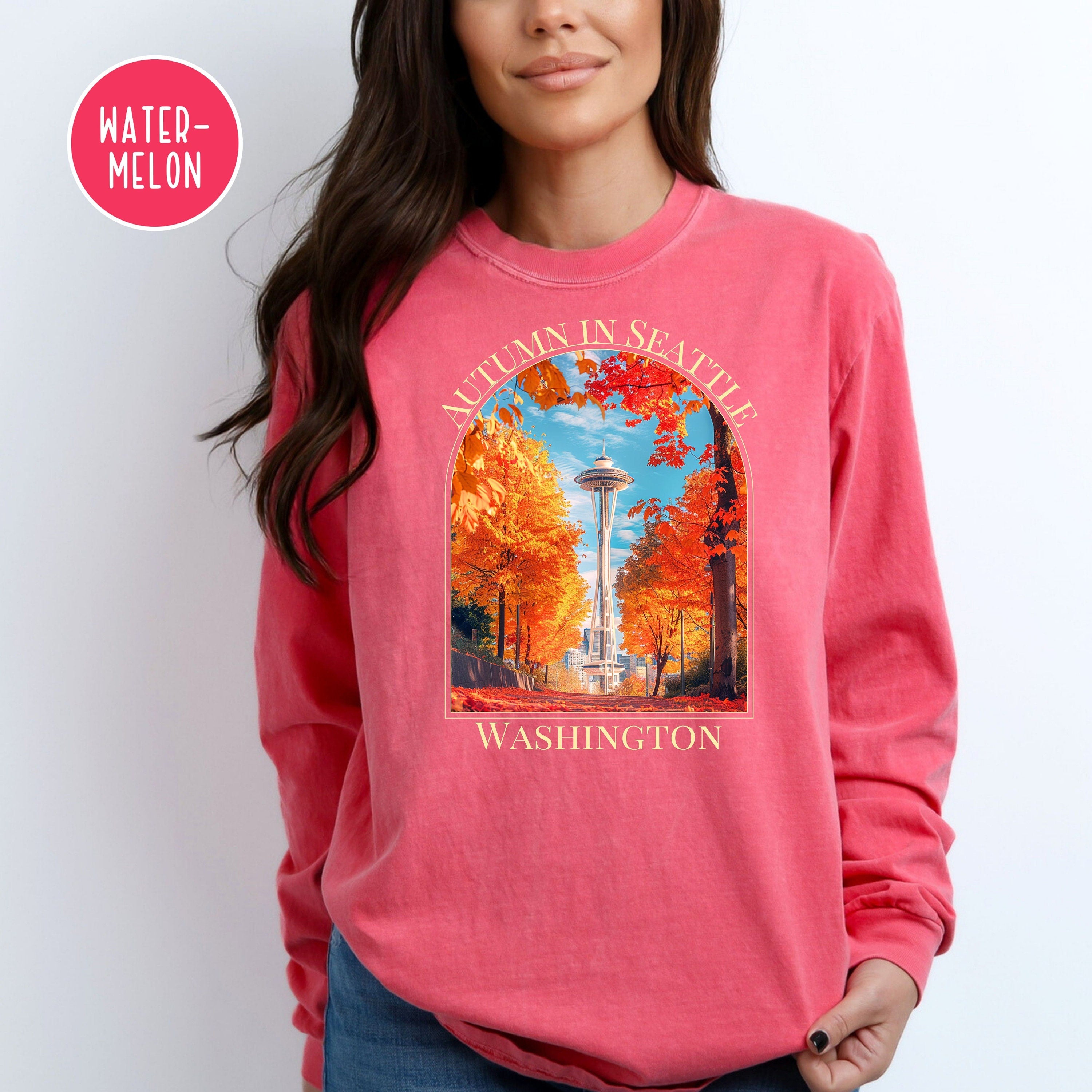 Seattle Washington Autumn Comfort Colors® Long Sleeve Tee