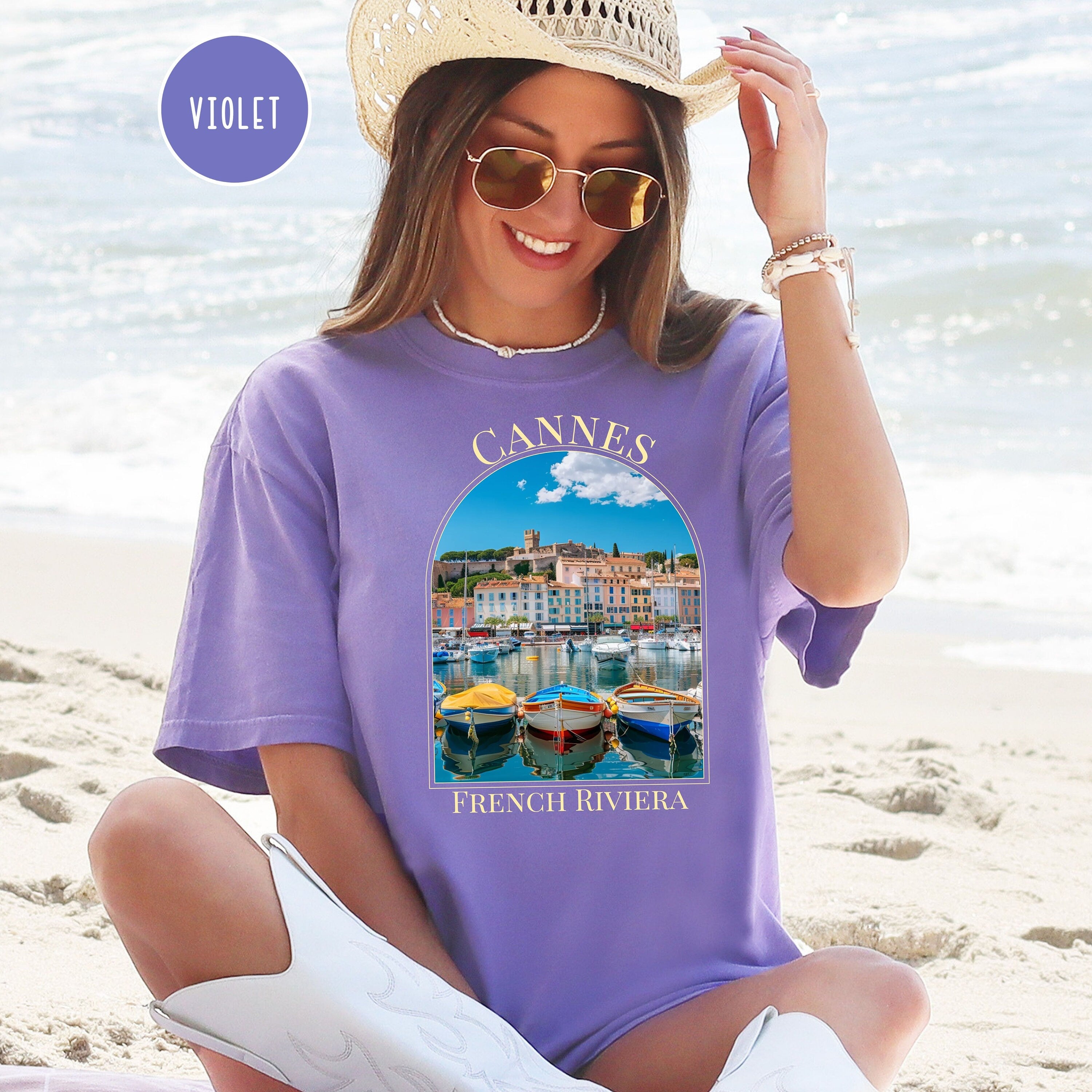 Cannes French Riviera Comfort Colors® T-Shirt, Cannes Vacation Gift Shirt, French Riviera Travel Gift, France Vacation Tee, Cannes Sailing