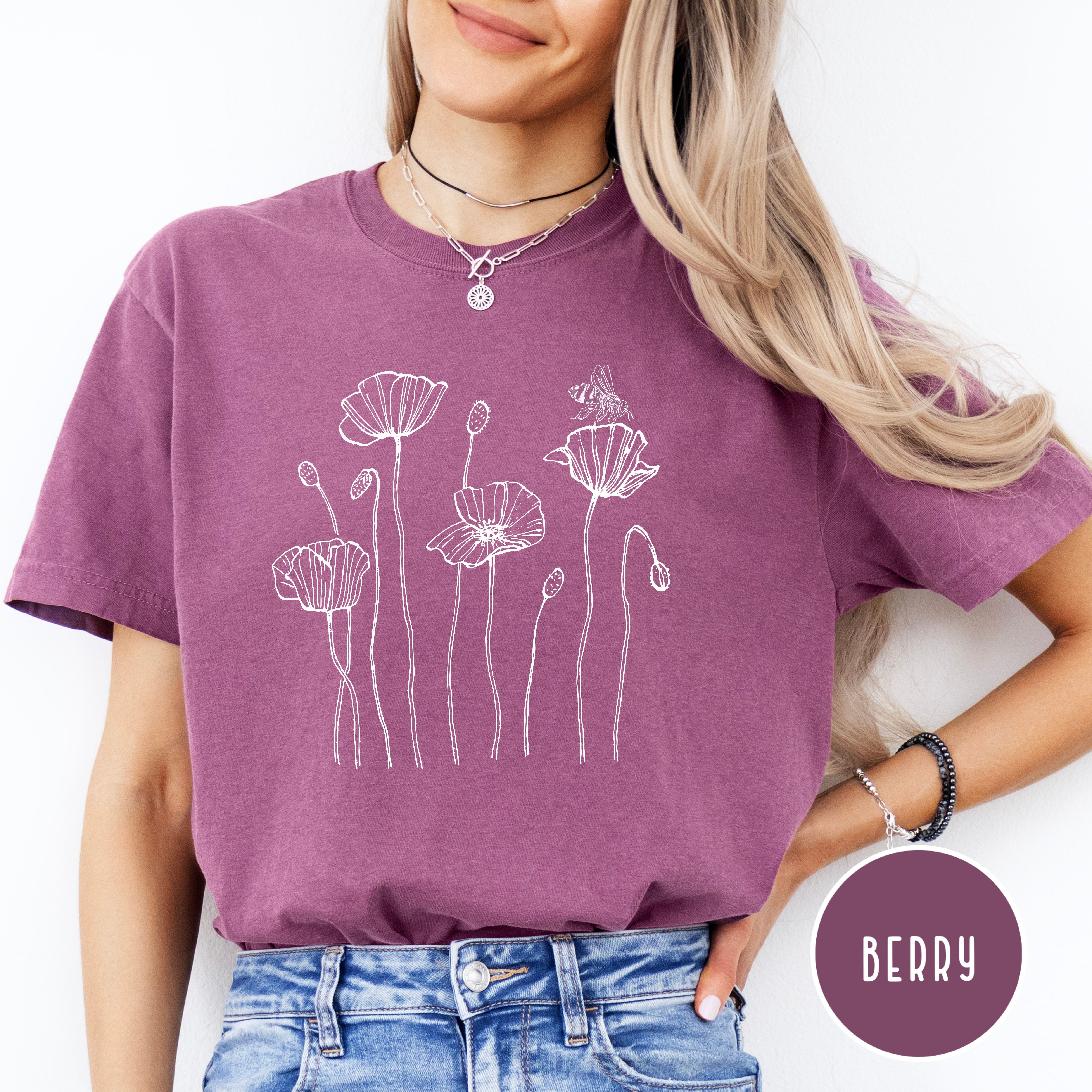 Poppy Flowers Honeybee Comfort Colors® Tee