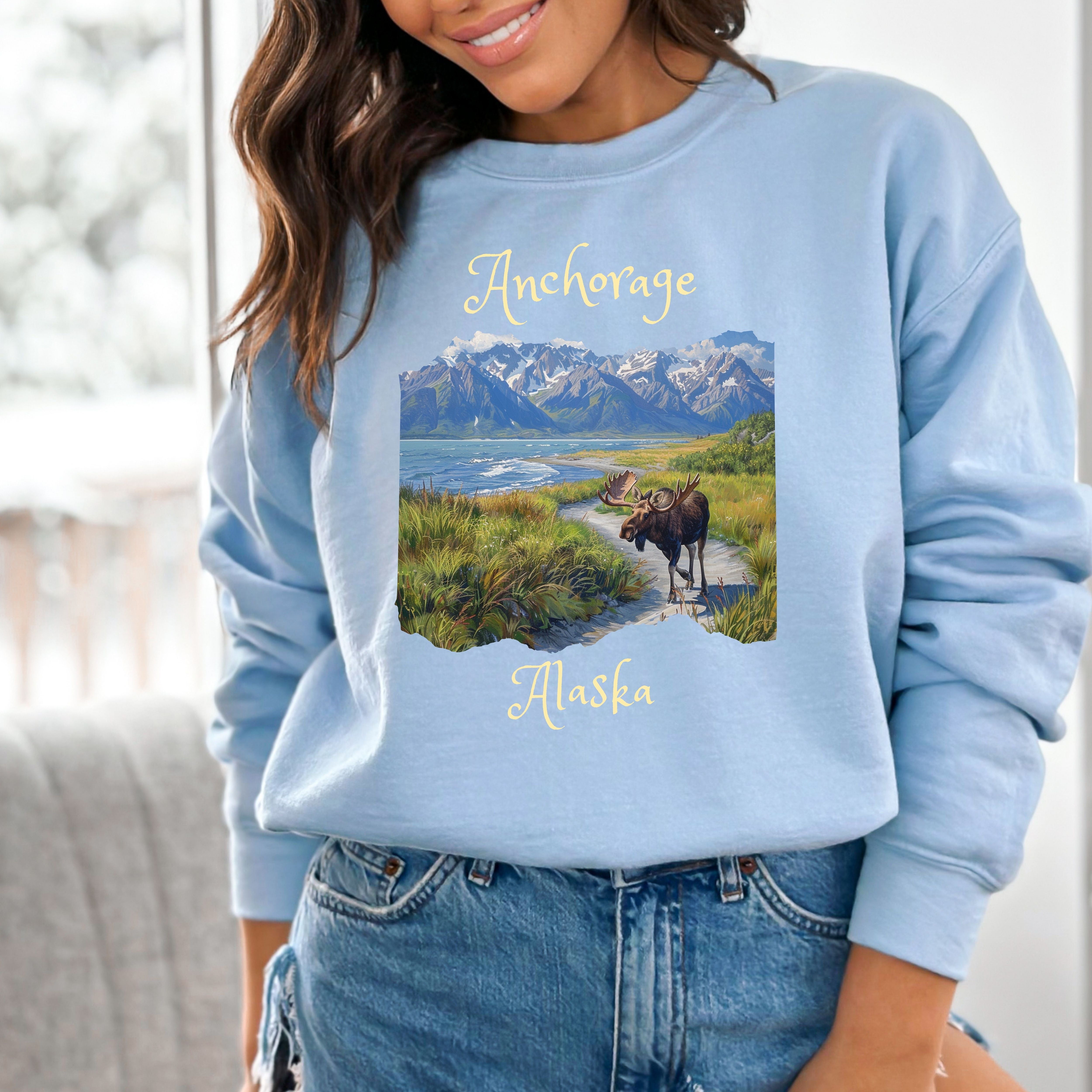 Anchorage Alaska Moose at Tony Knowles Coastal Trail Sweatshirt