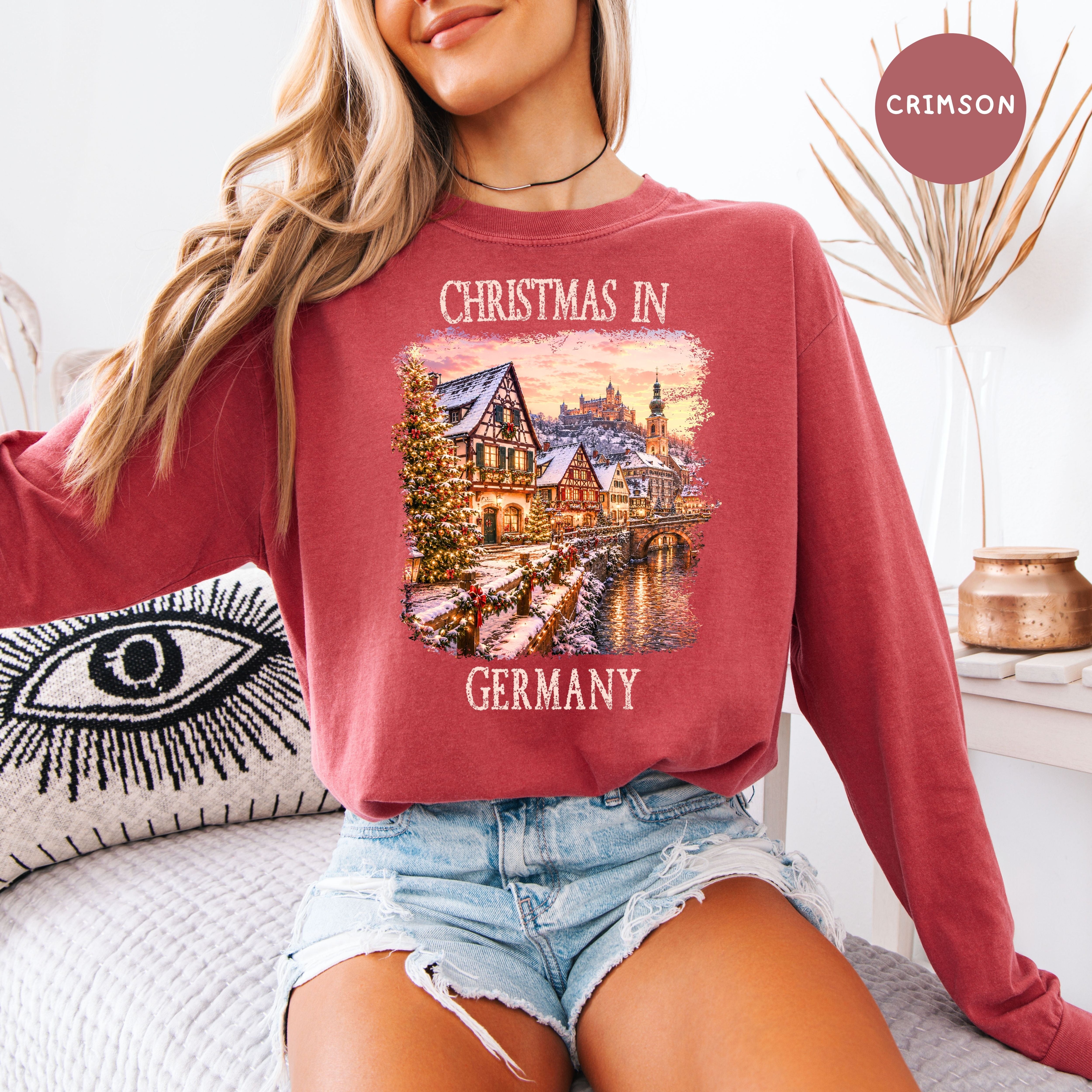 Christmas In Germany Long Sleeve Comfort Color Christmas Gift Shirt, Germany Vacation Long Sleeve T-Shirt, Germany Christmas Gift Shirt