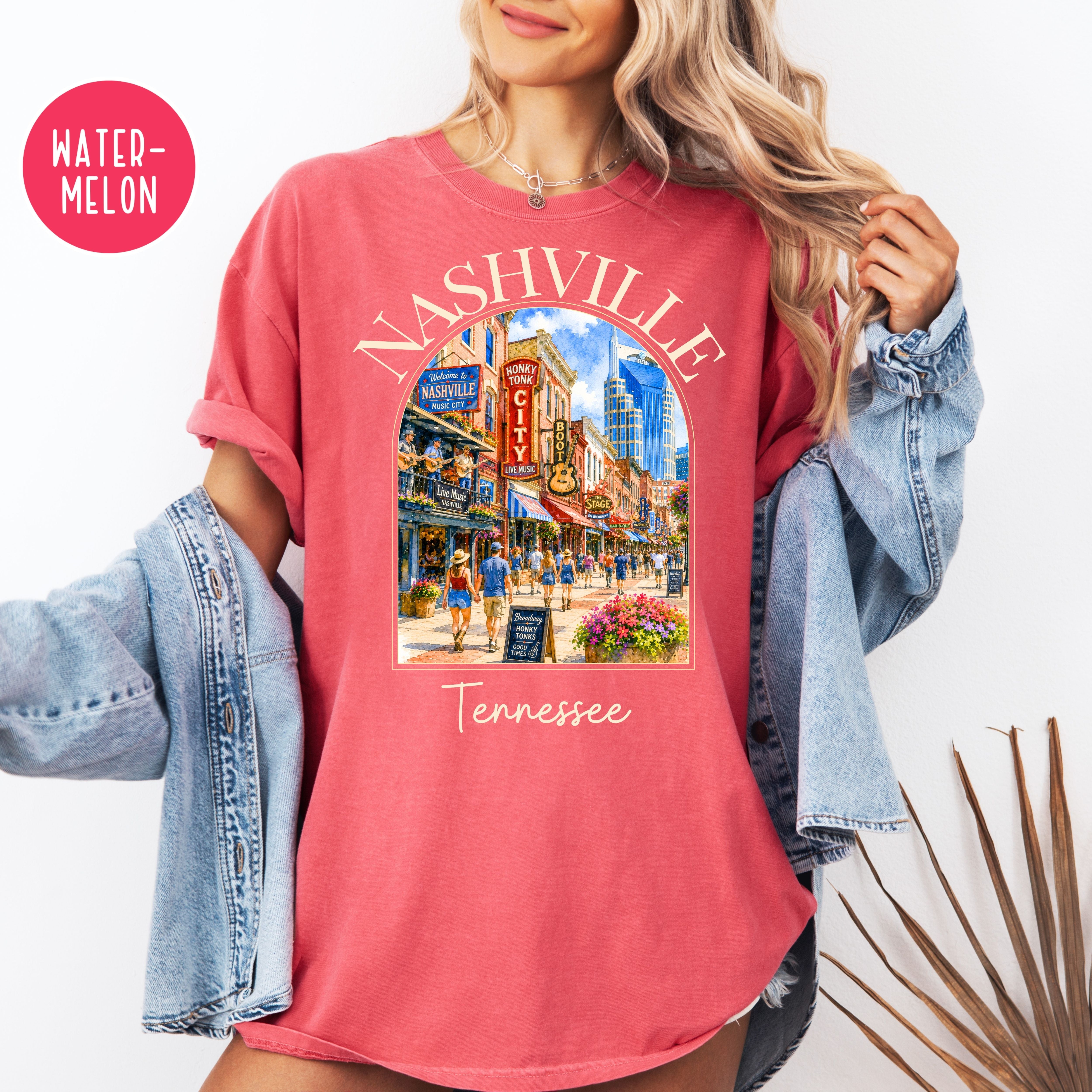Nashville Tennessee Music Lover Unisex Comfort Colors Travel T-Shirt, Nashville Lover Gift Shirt, Tennessee Gift Shirt, Nashvillian Gift Tee